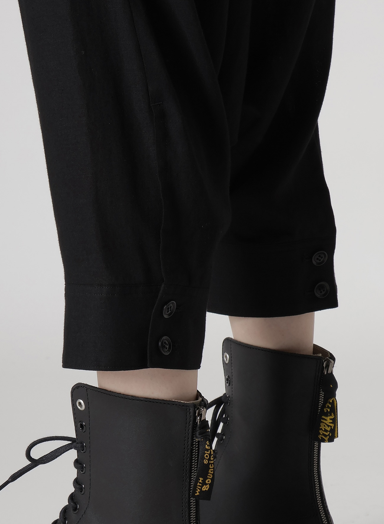 RAYON/LINEN SHEETING CUFFED HEM SARROUEL PANTS