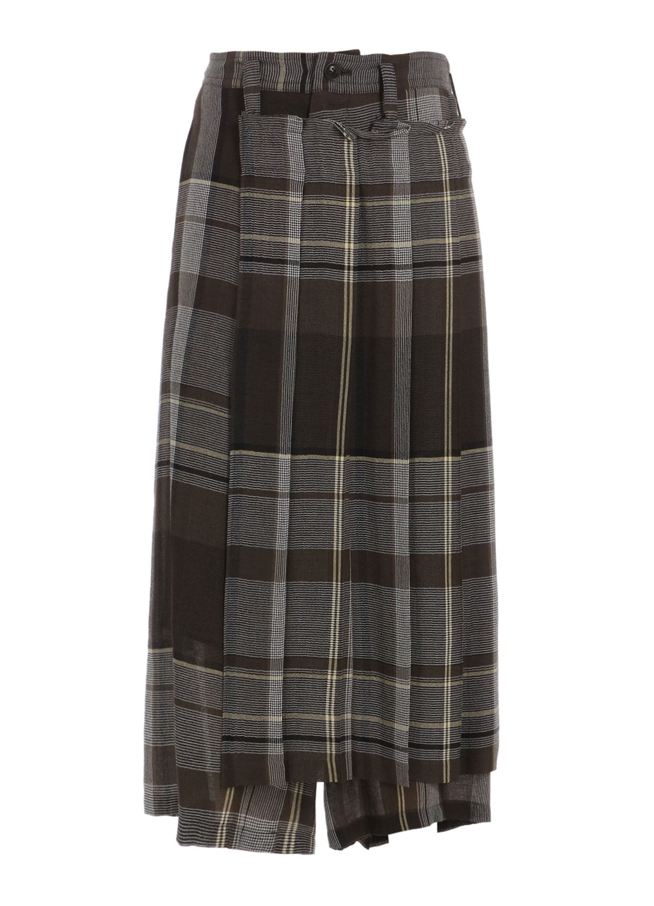 GAUZE PLAID WRAPT PLEATED PANTS