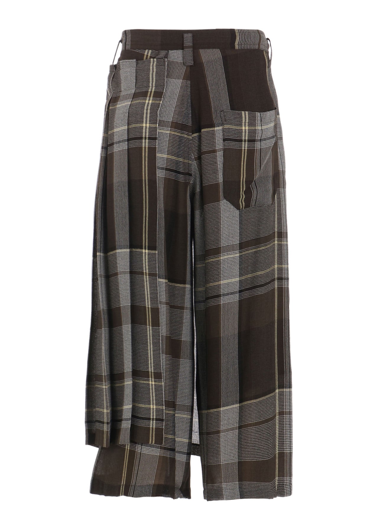 GAUZE PLAID WRAPT PLEATED PANTS