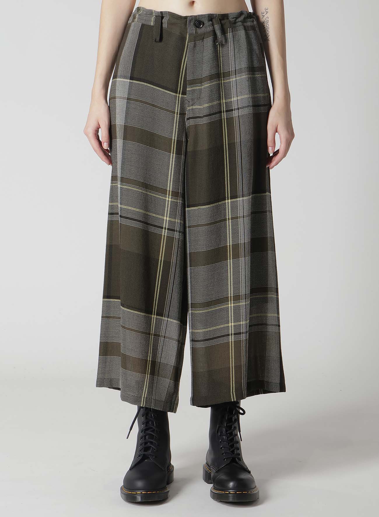 GAUZE PLAID WRAPT PLEATED PANTS