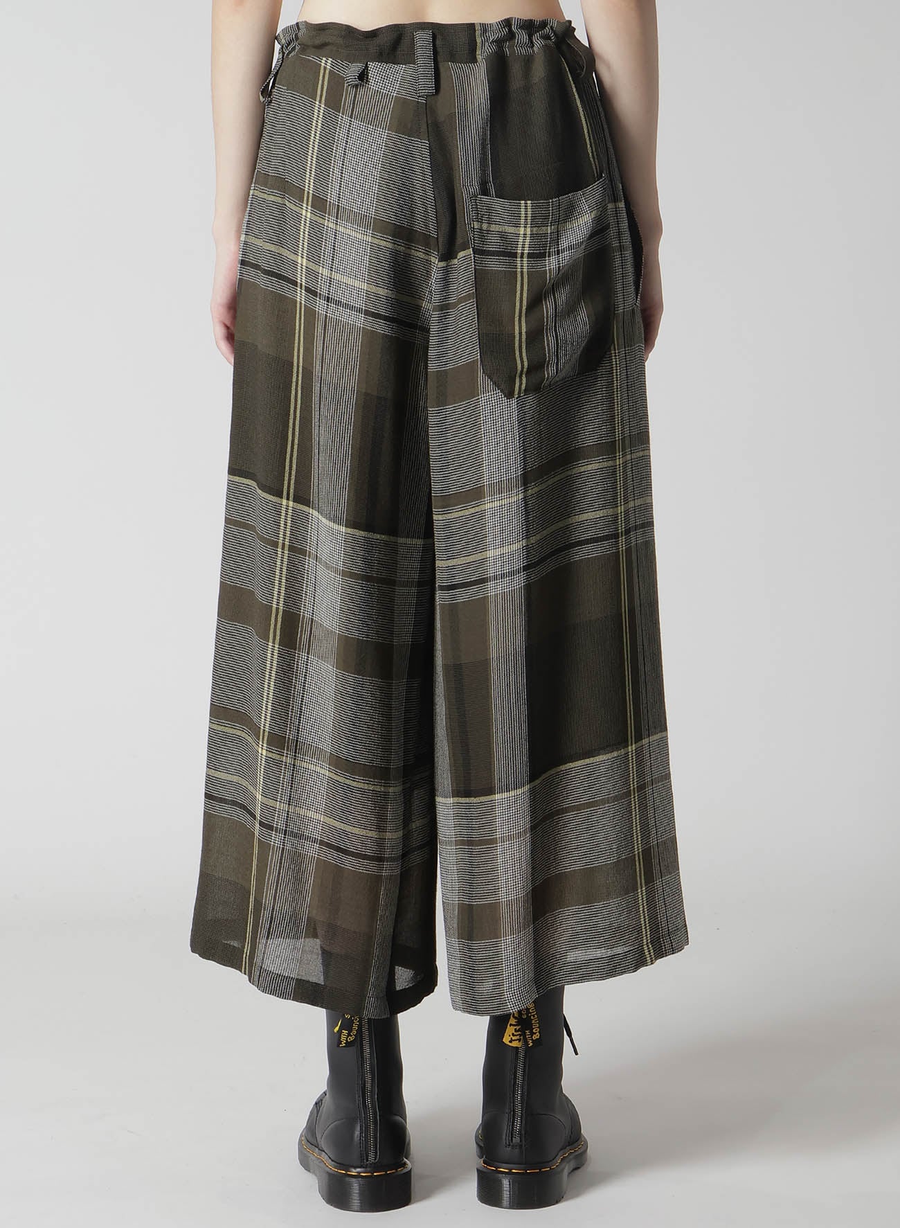 GAUZE PLAID WRAPT PLEATED PANTS
