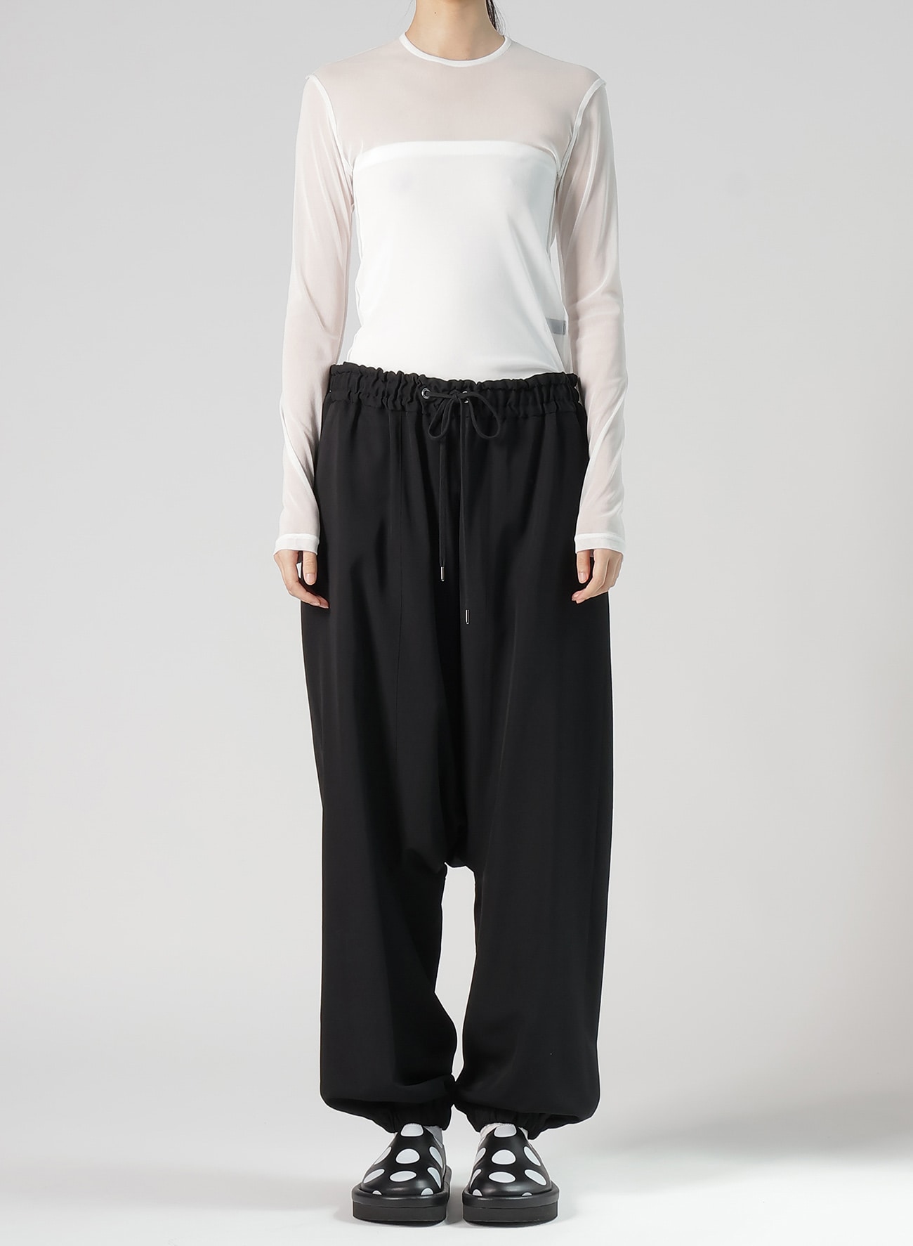 WOOL GABARDINE SARROUEL PANTS