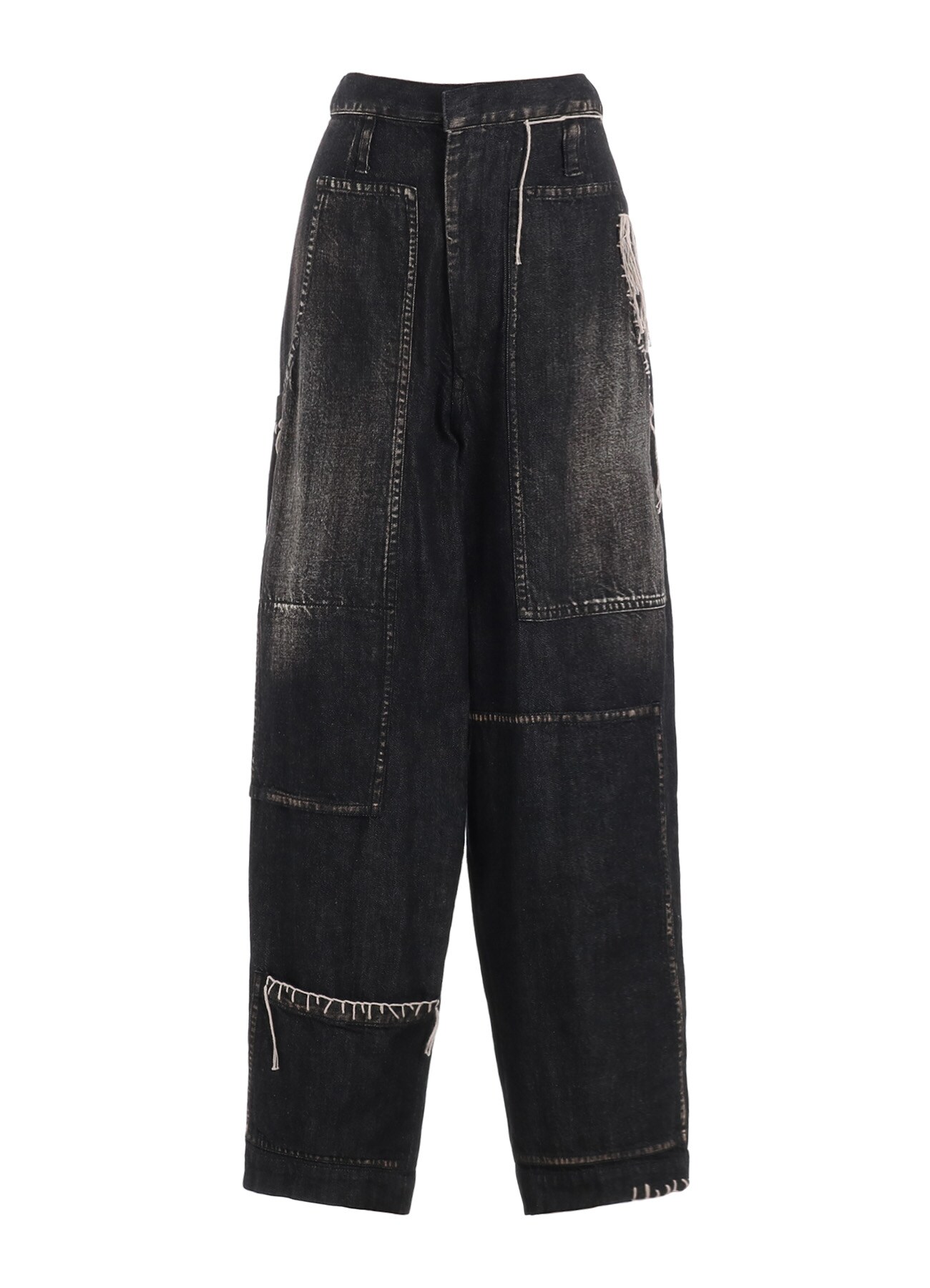 SPOTTED DENIM PATCHED-POCKET PANTS