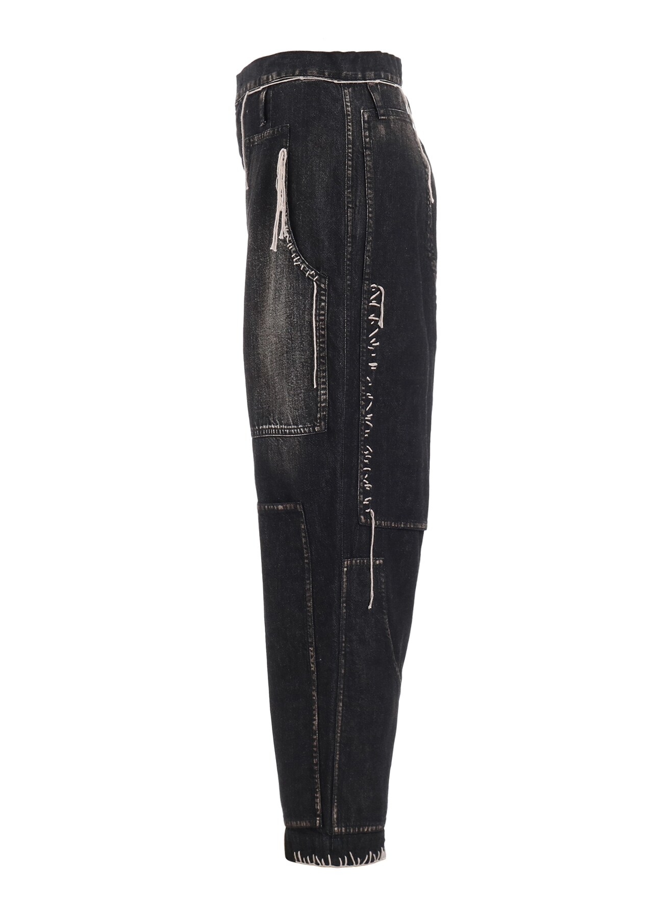 SPOTTED DENIM PATCHED-POCKET PANTS
