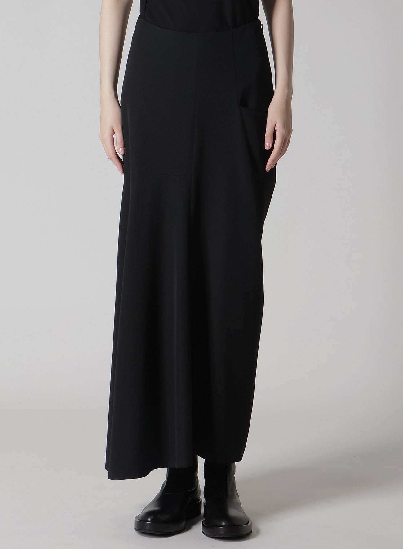 WOOL GABARDINE LEFT CLOTH SKIRT