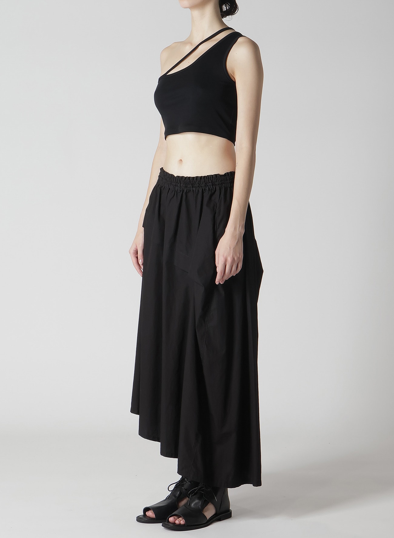 COTTON BROAD GARMENT DYEING RIGHT TU+J343CKED ASYMMETRIC SKIRT