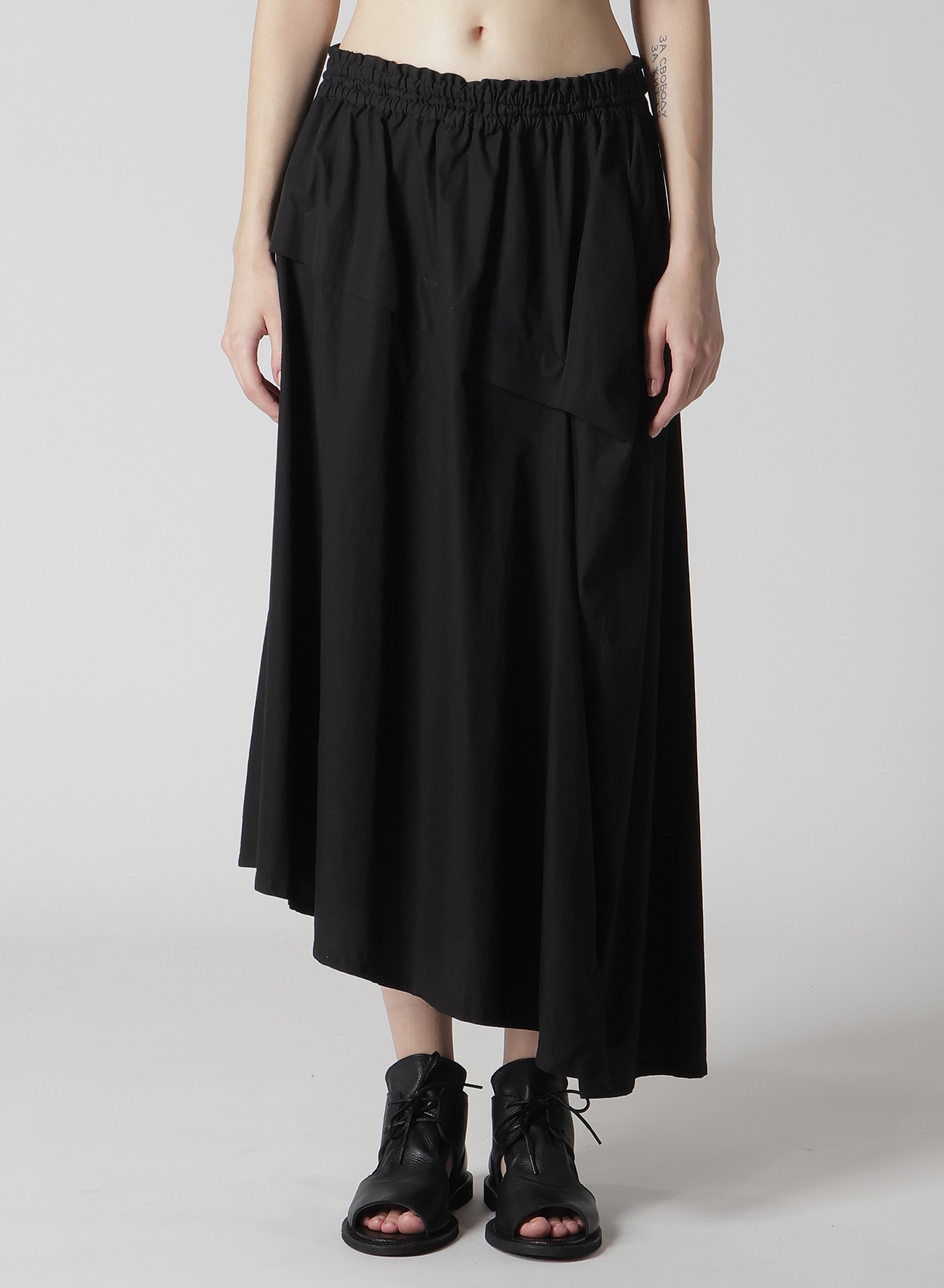 COTTON BROAD GARMENT DYEING RIGHT TU+J343CKED ASYMMETRIC SKIRT