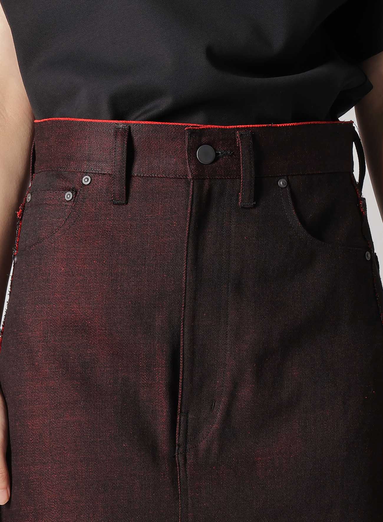 【2/5 12:00 Release】BACK RED BLACK DENIM SKIRT