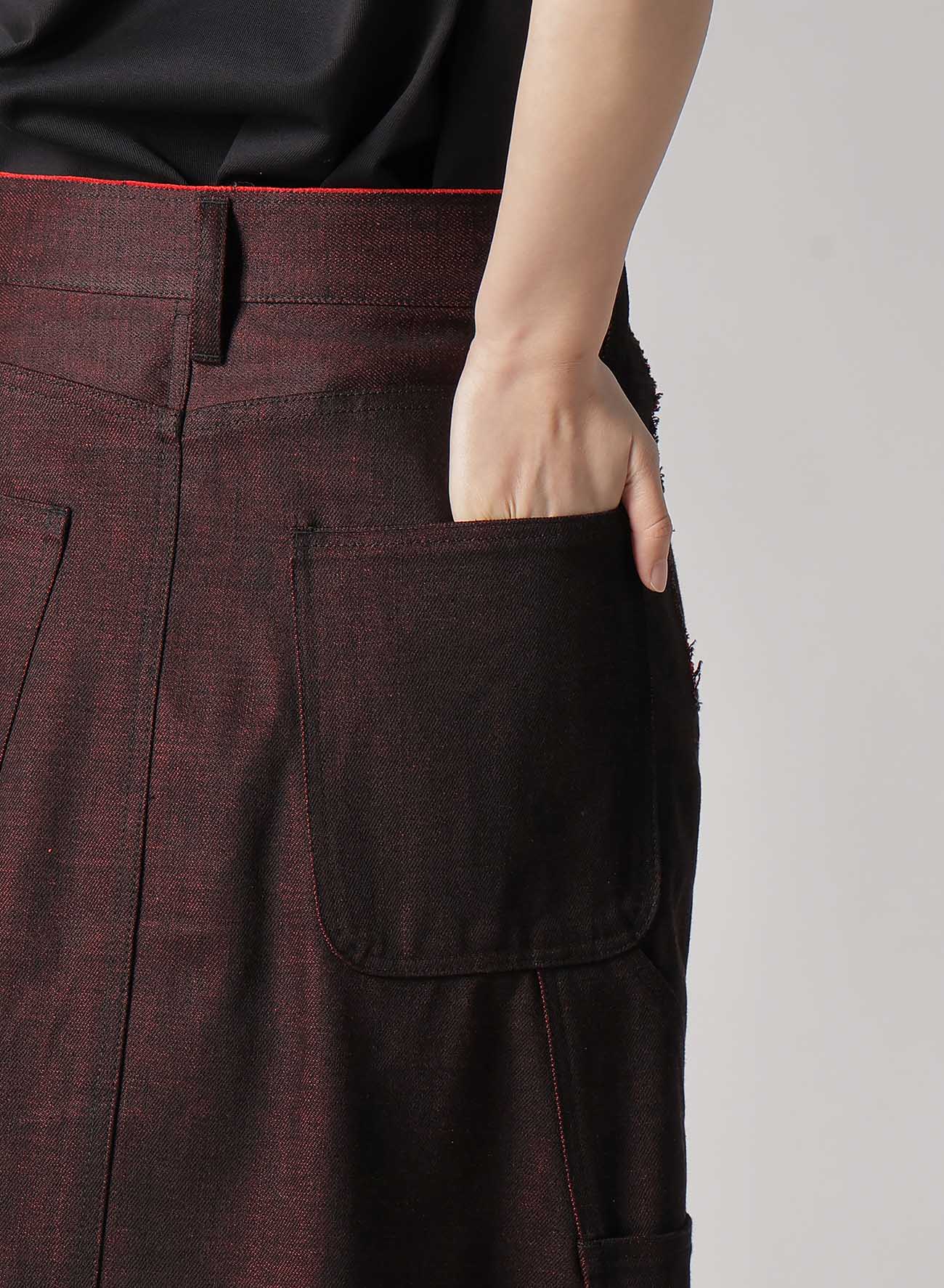 【2/5 12:00 Release】BACK RED BLACK DENIM SKIRT