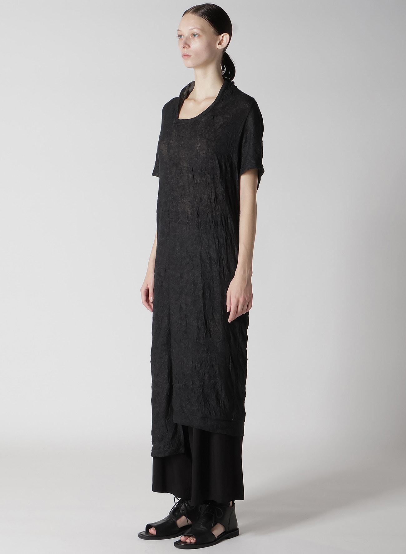 TUCK MILLING WRINKLE DRAPE DRESS