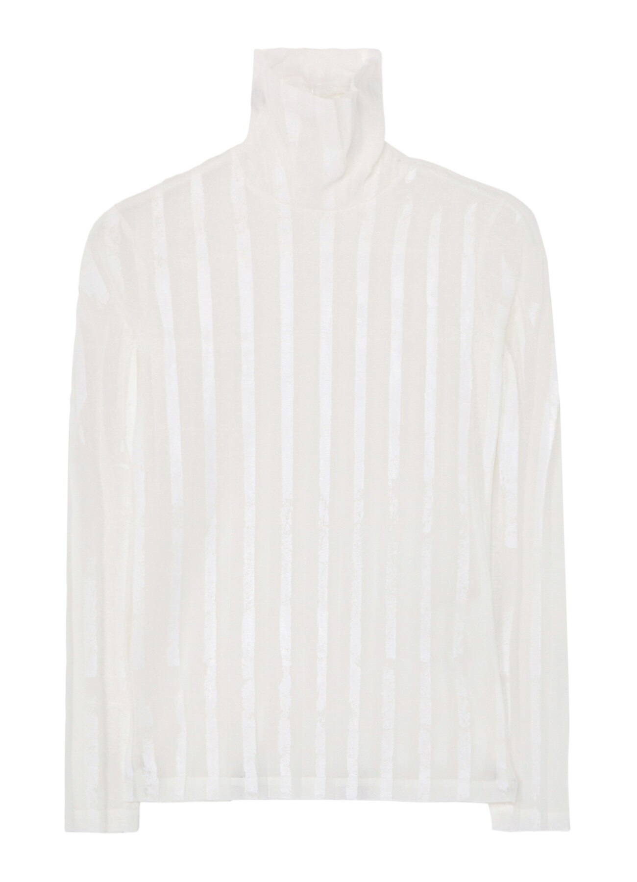 TULLE PLEATS LONG SLEEVE HIGH NECK T