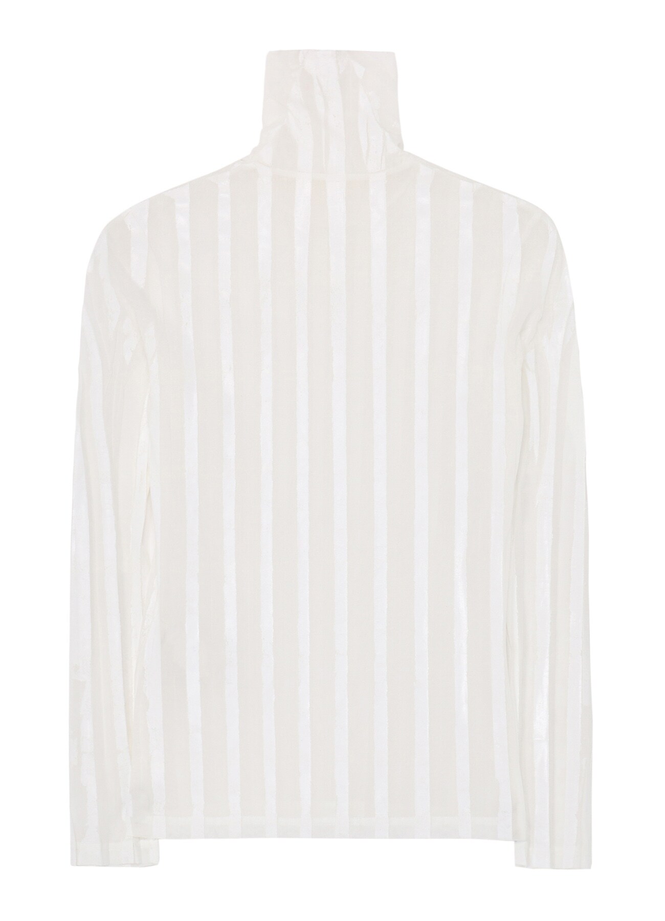 TULLE PLEATS LONG SLEEVE HIGH NECK T