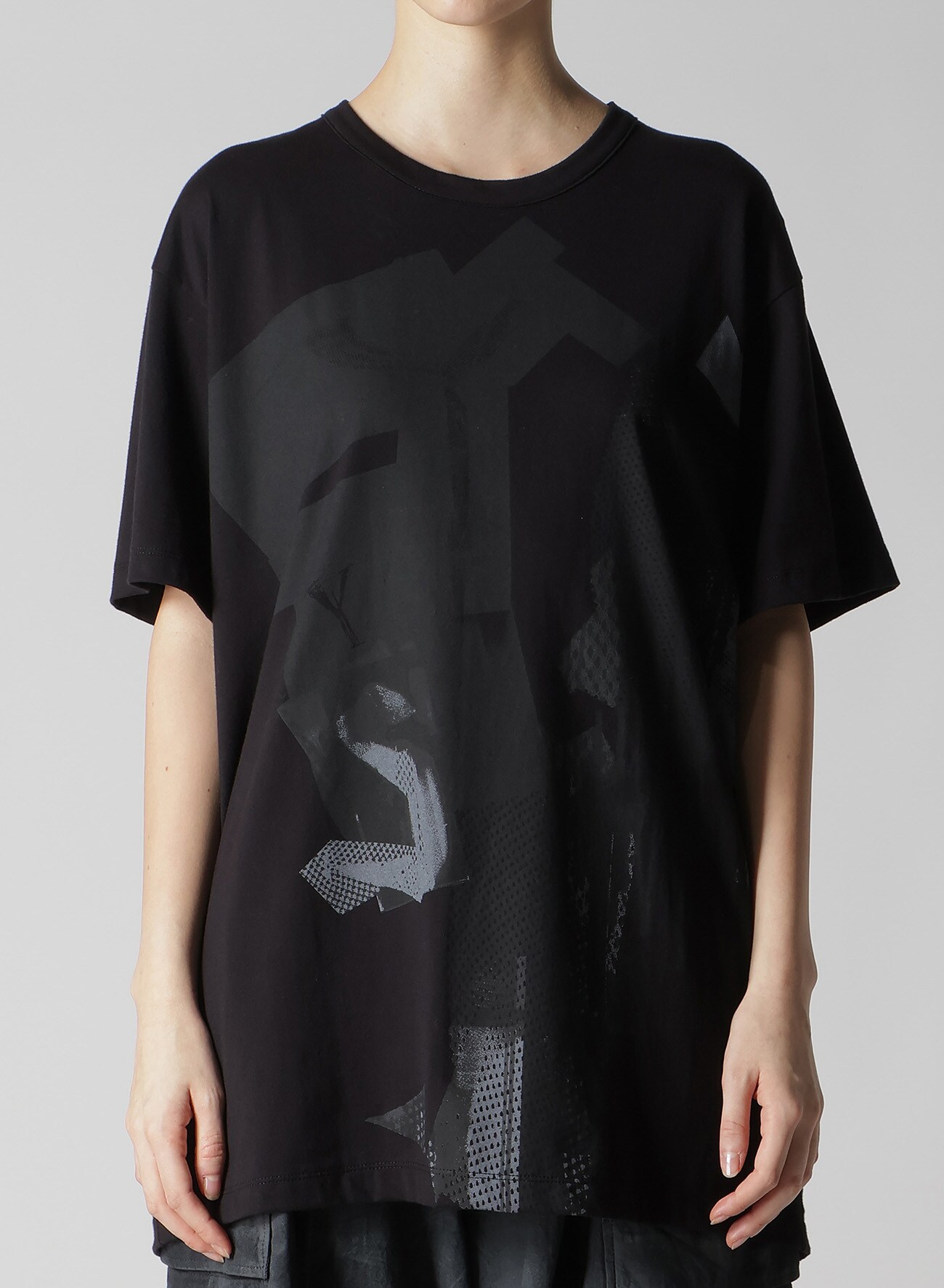 Y'S COLLAGE PRINT ROUND NECK SHORT SLEEVE T