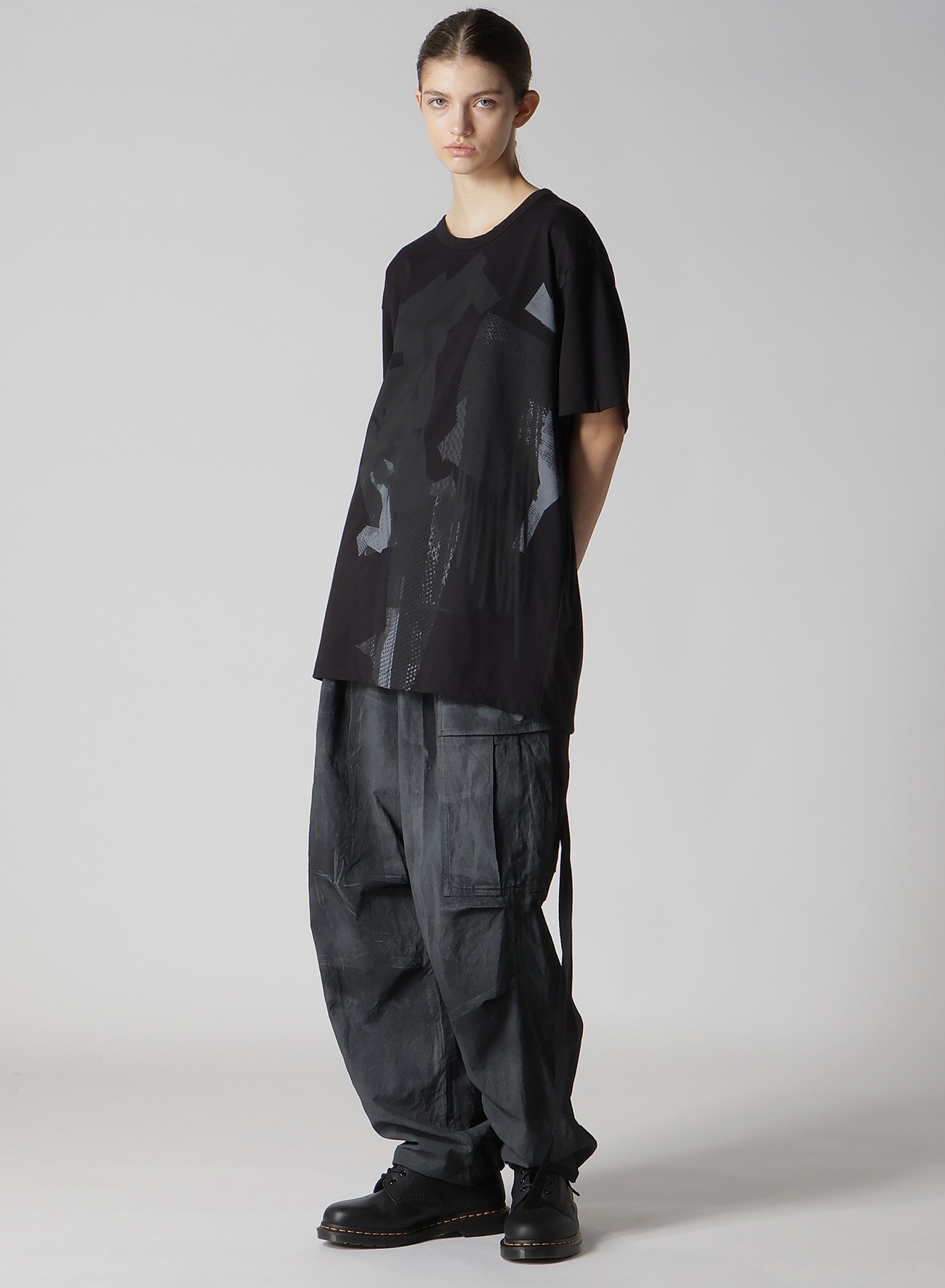 Y'S COLLAGE PRINT ROUND NECK SHORT SLEEVE T