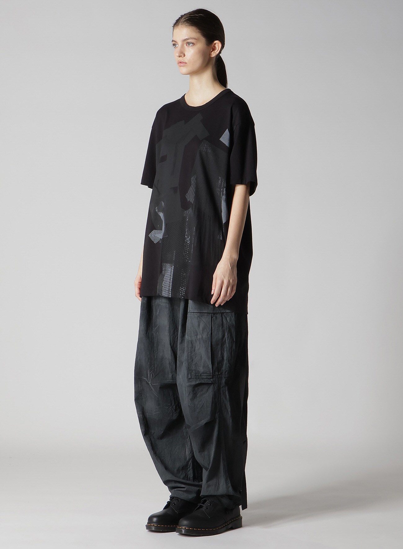 Y'S COLLAGE PRINT ROUND NECK SHORT SLEEVE T