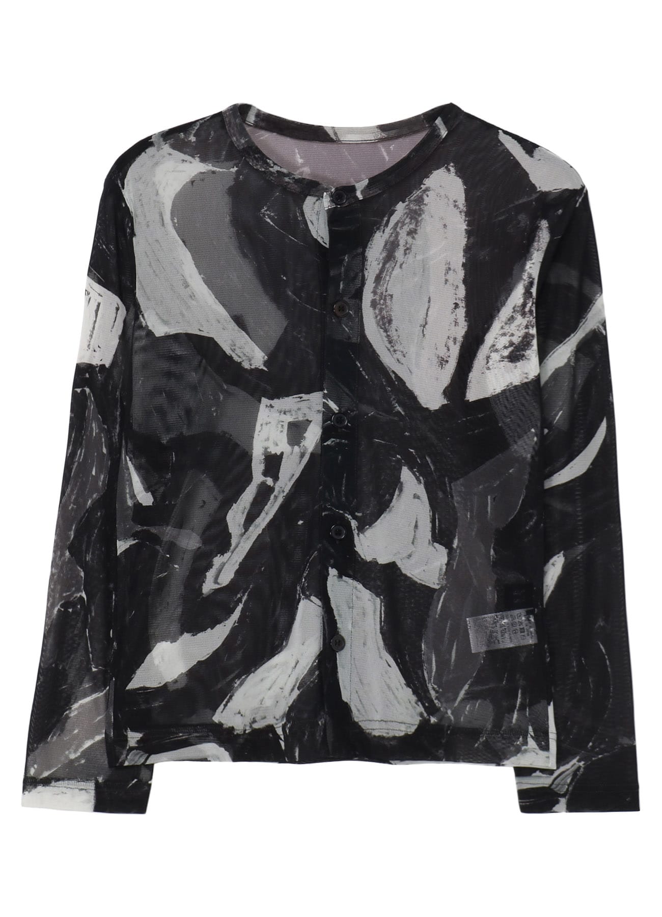 TULLE ABSTRACT PAINTING PATTERN LONG SLEEVE CARDIGAN