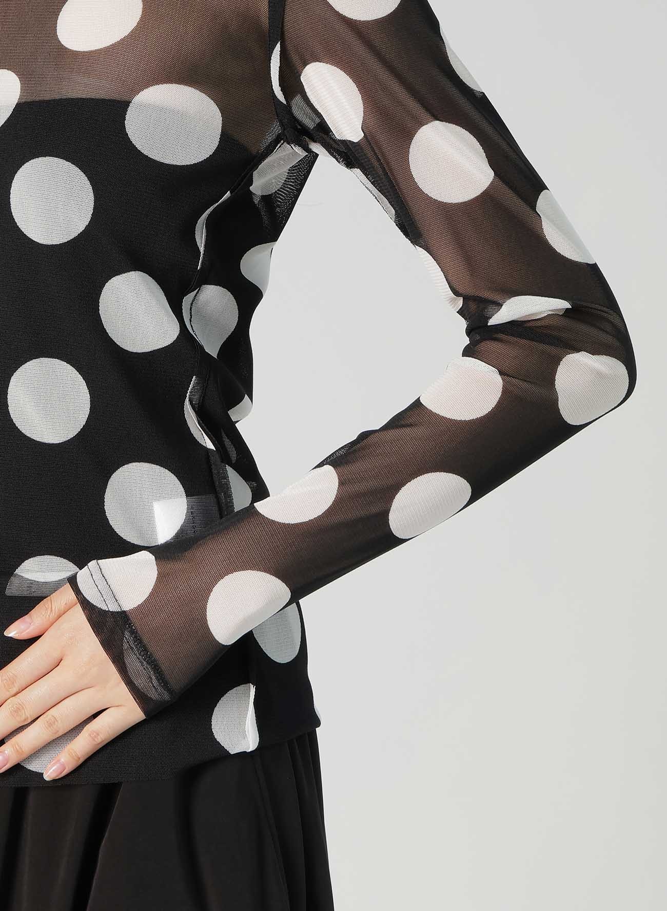 POLKA DOTS TULLE HIGH NECK T