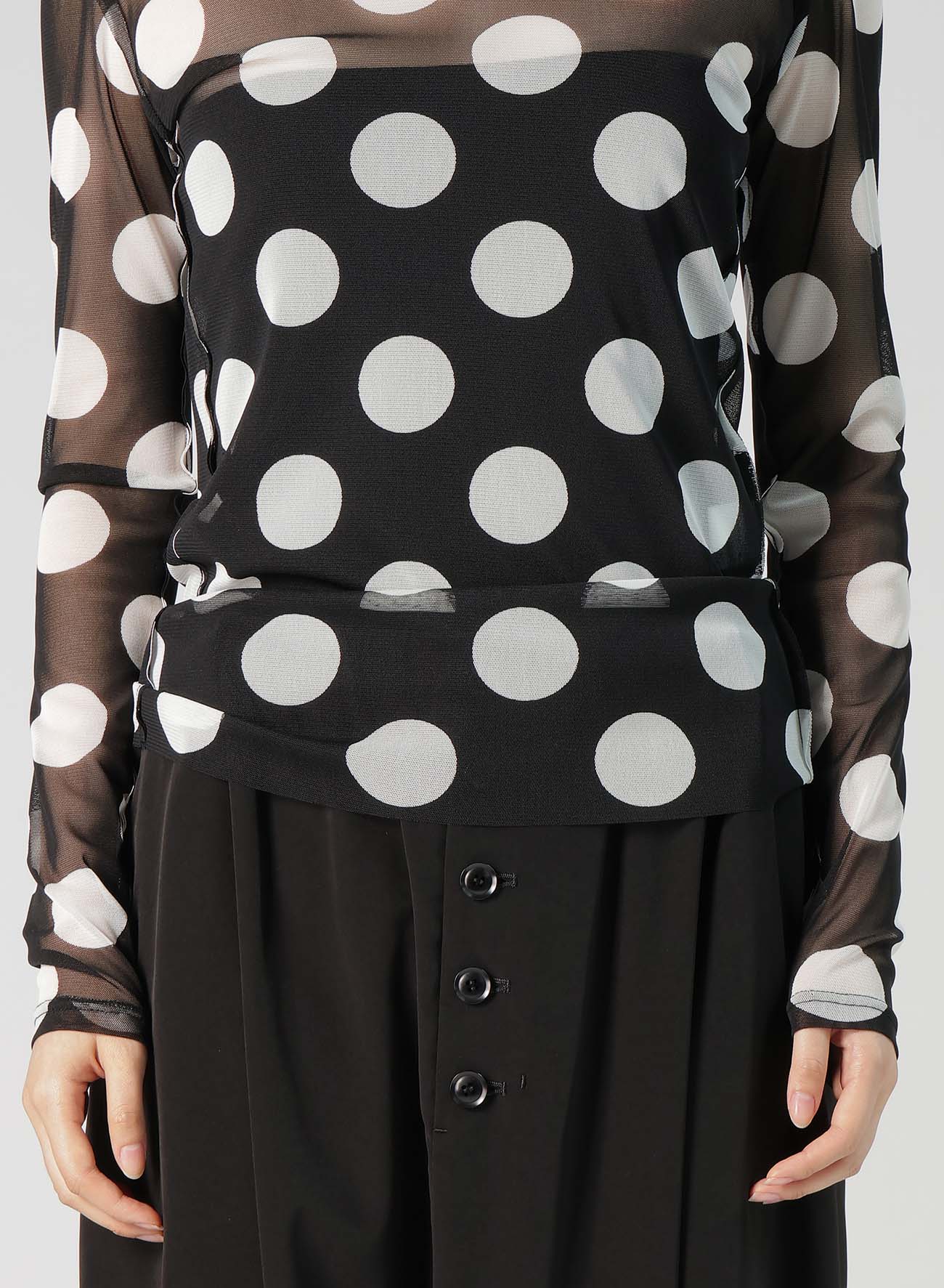 POLKA DOTS TULLE HIGH NECK T