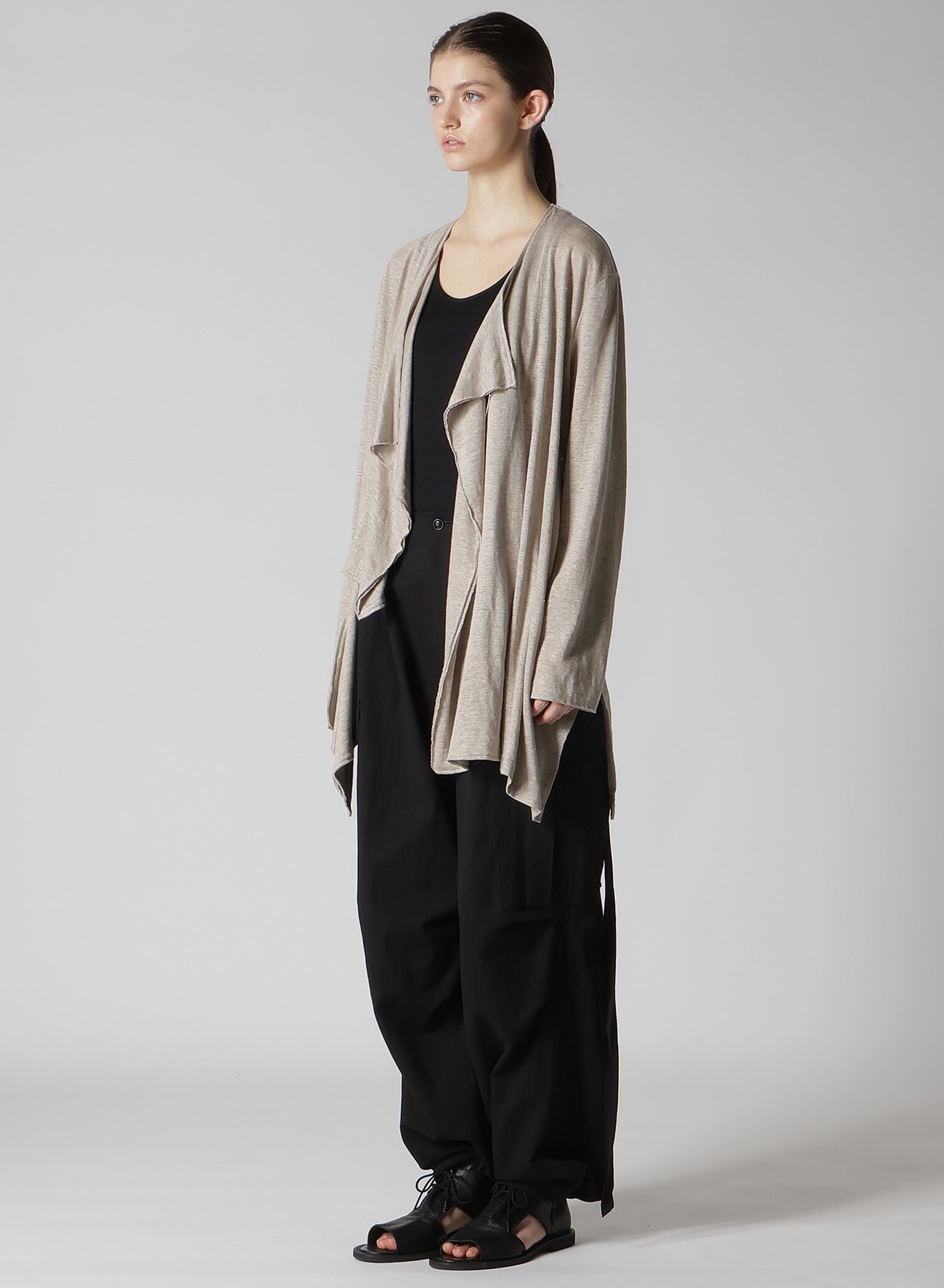 LINEN JERSEY DRAPE CARDIGAN