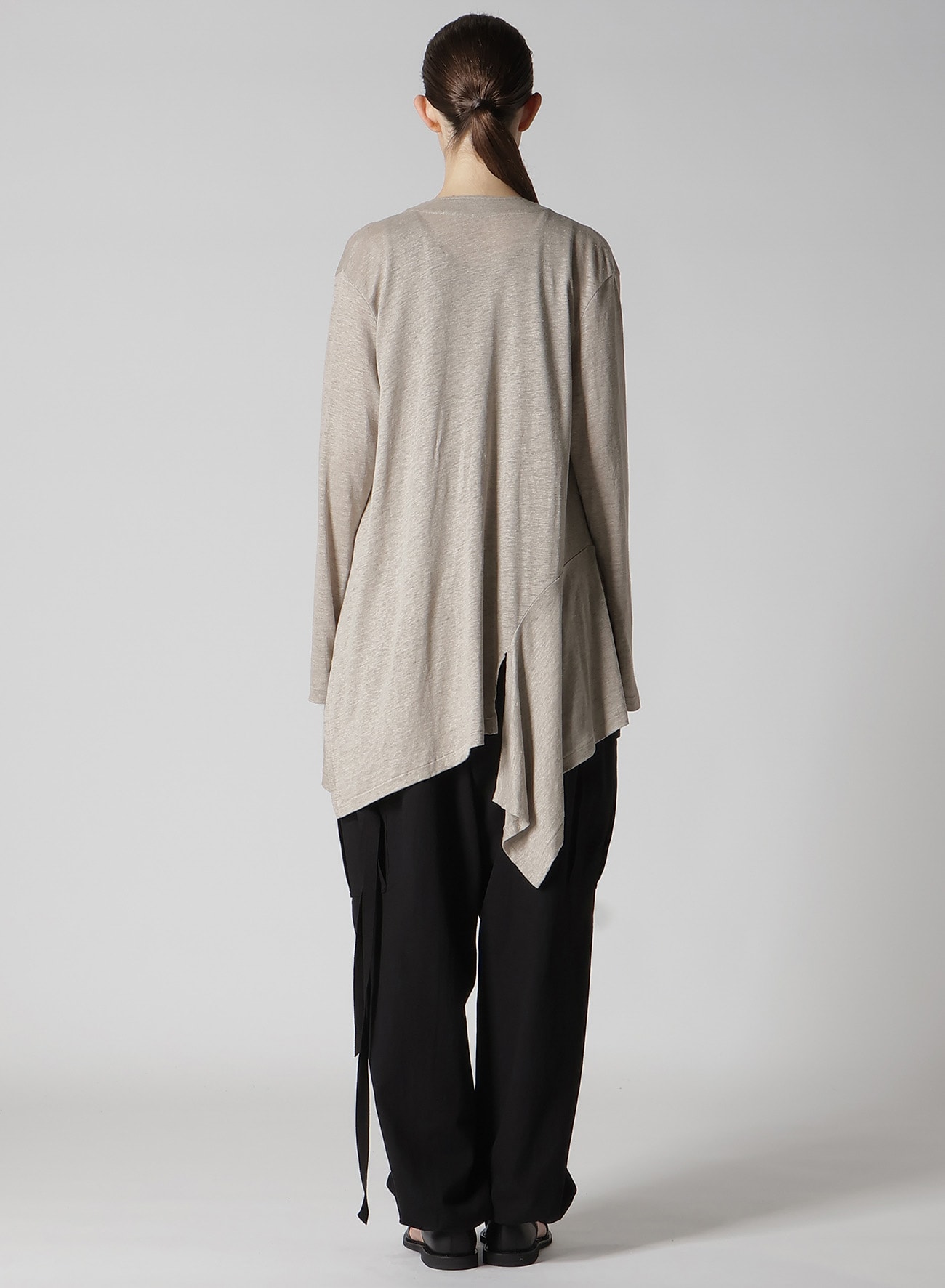 LINEN JERSEY DRAPE CARDIGAN