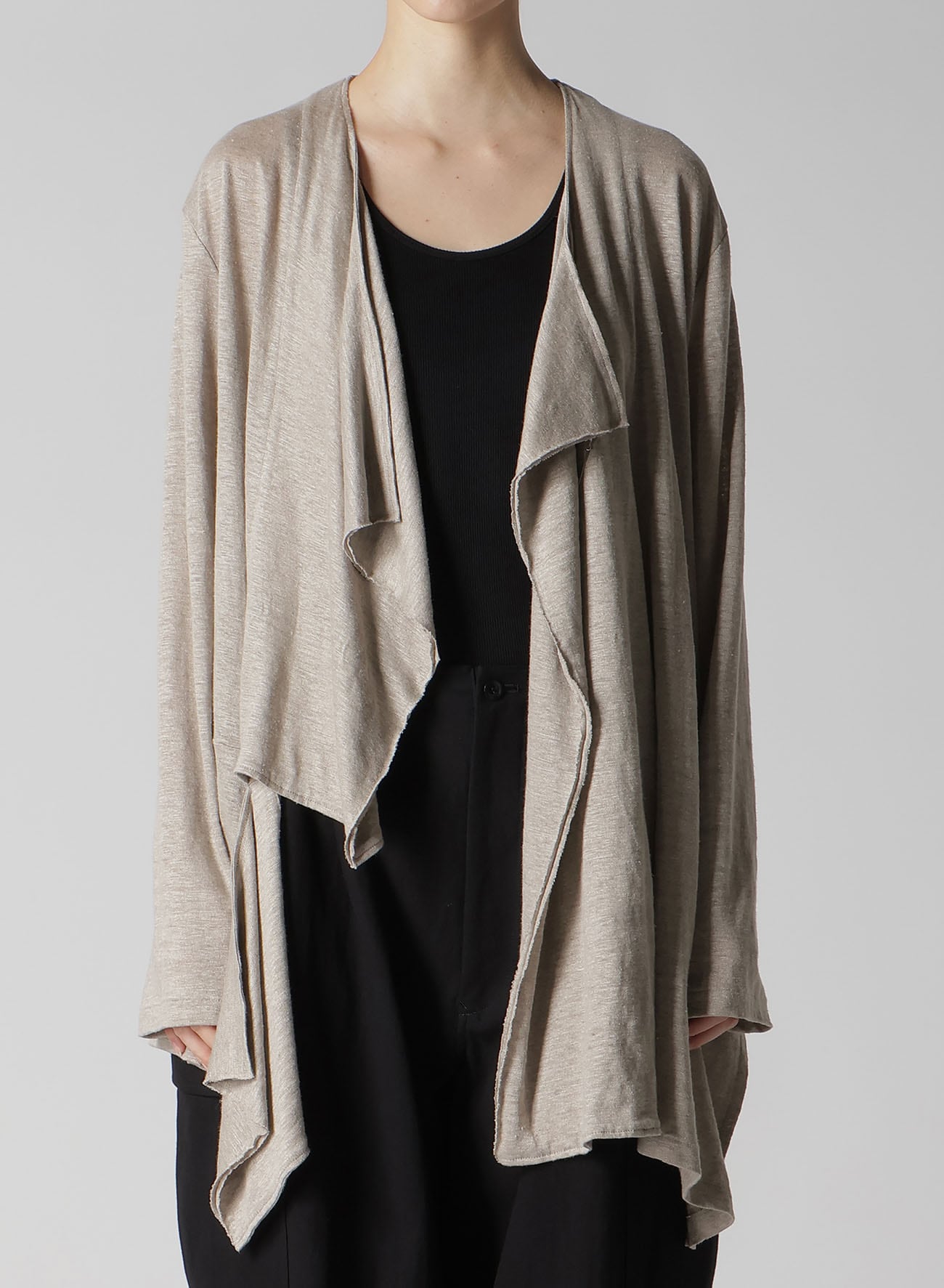 LINEN JERSEY DRAPE CARDIGAN