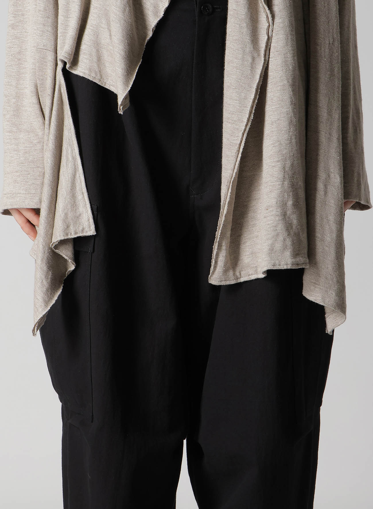 LINEN JERSEY DRAPE CARDIGAN