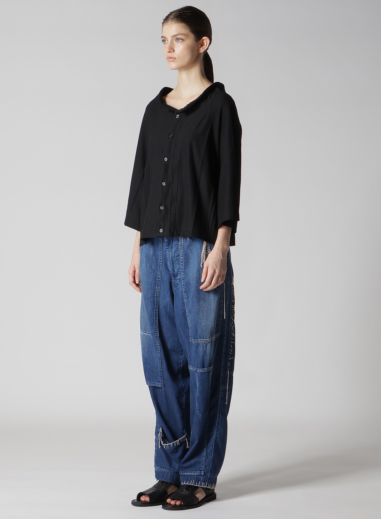 JACQUARD JERSEY RAGLAN SLEEVE CARDIGAN