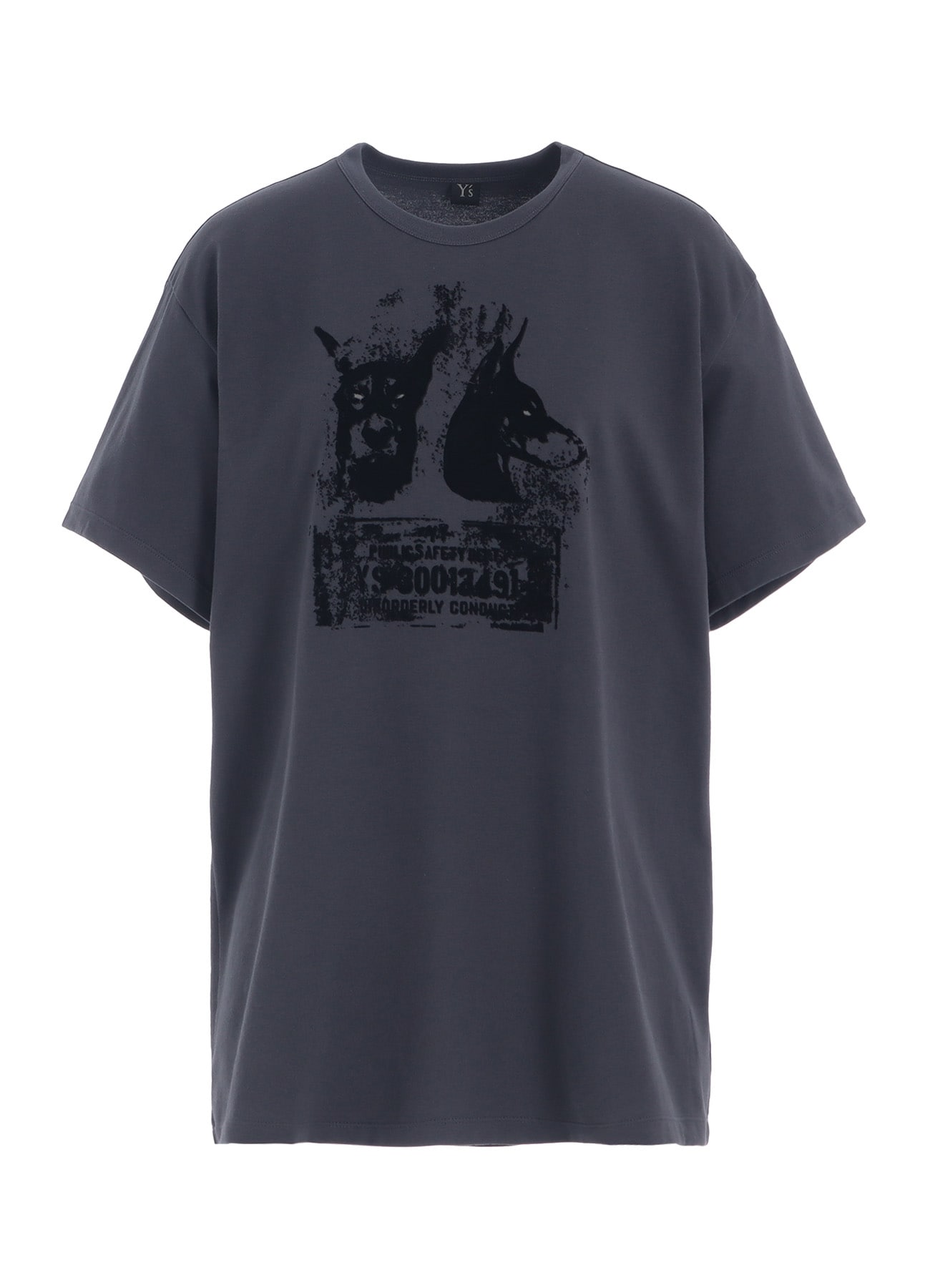 ANIMAL FLOCKED PRINT ROUND NECK SHORT SLEEVE T (DOG)