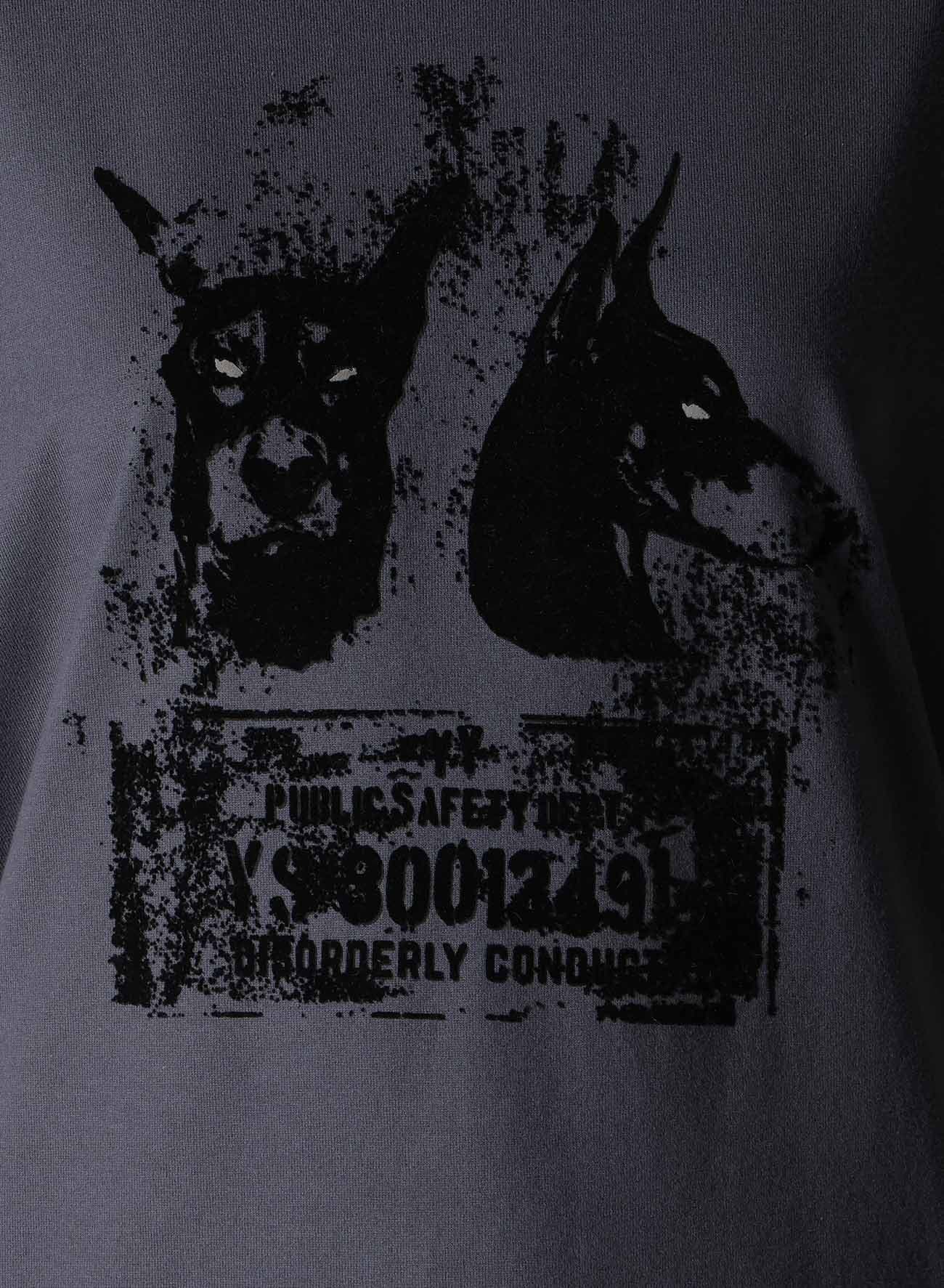 ANIMAL FLOCKED PRINT ROUND NECK SHORT SLEEVE T (DOG)