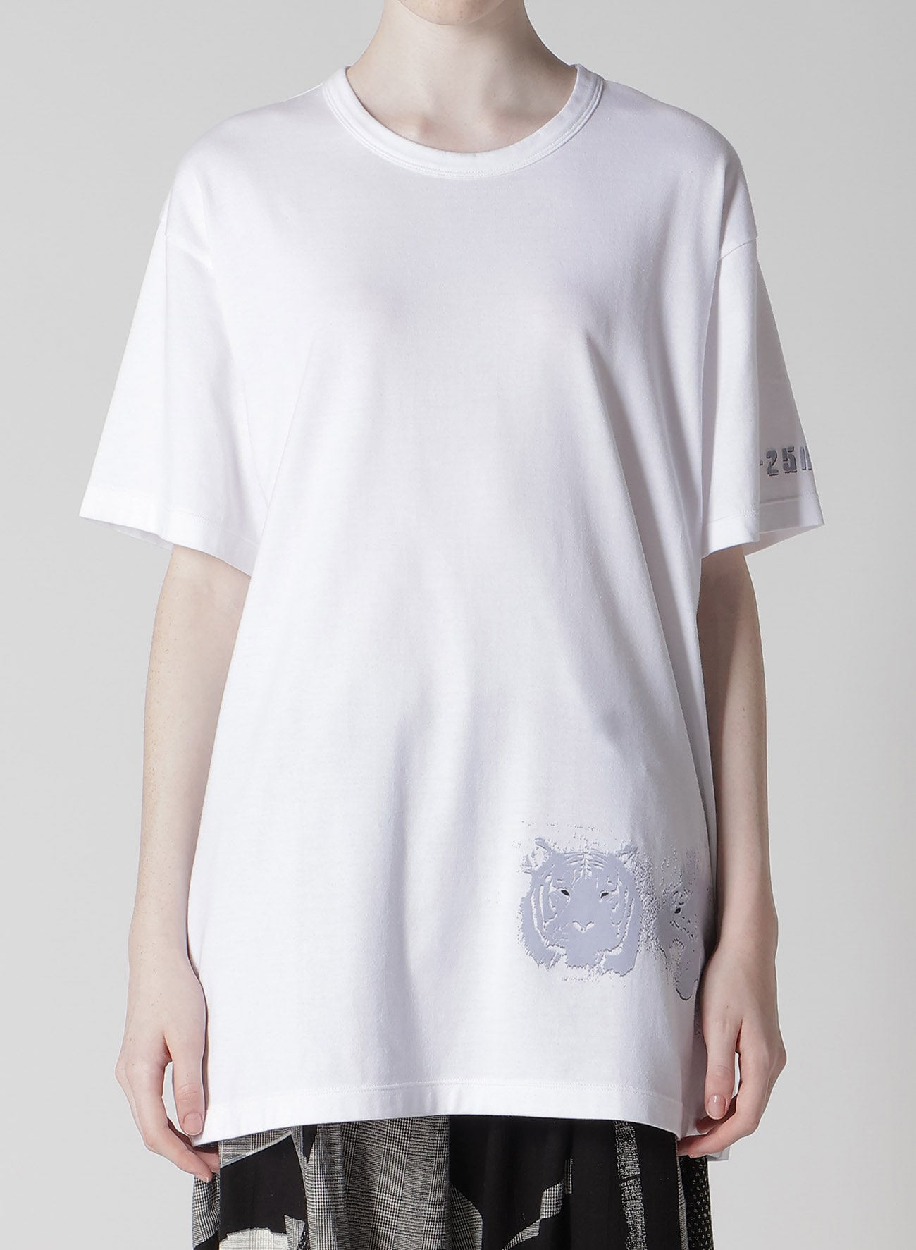 ANIMAL FLOCKED PRINT ROUND NECK SHORT SLEEVE T (TIGER)