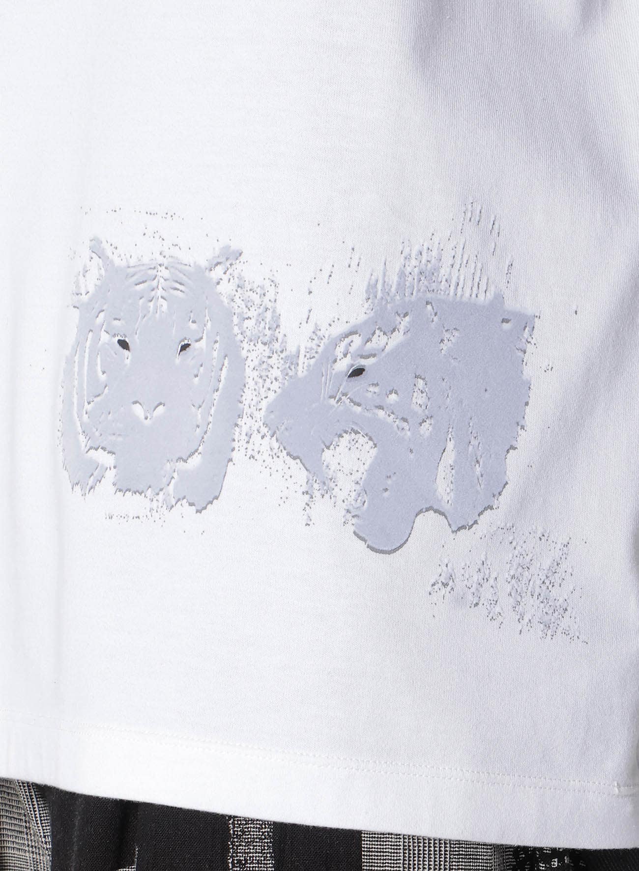 ANIMAL FLOCKED PRINT ROUND NECK SHORT SLEEVE T (TIGER)