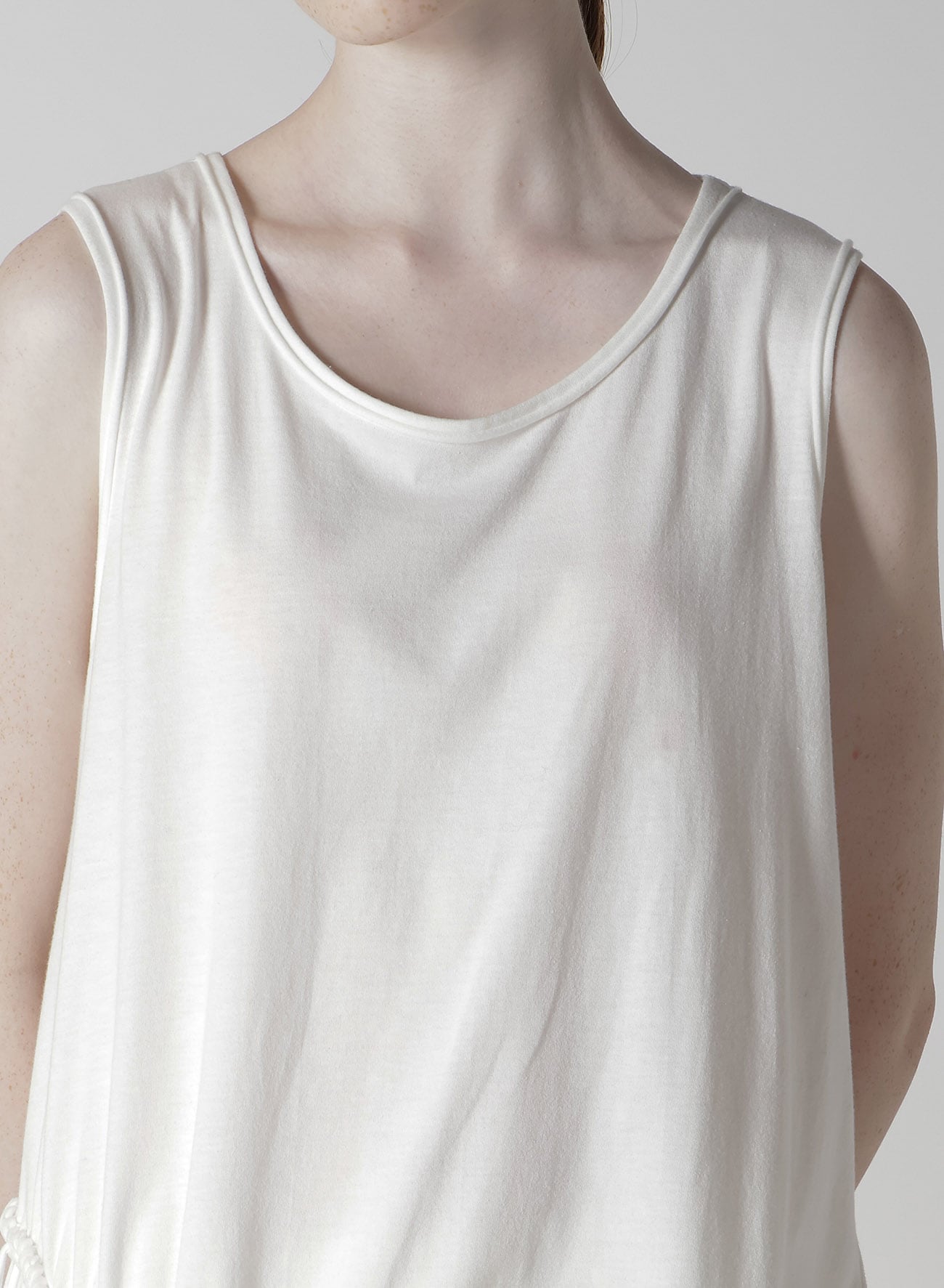 COTTON JERSEY CHAIN STITCH SLEEVELESS T