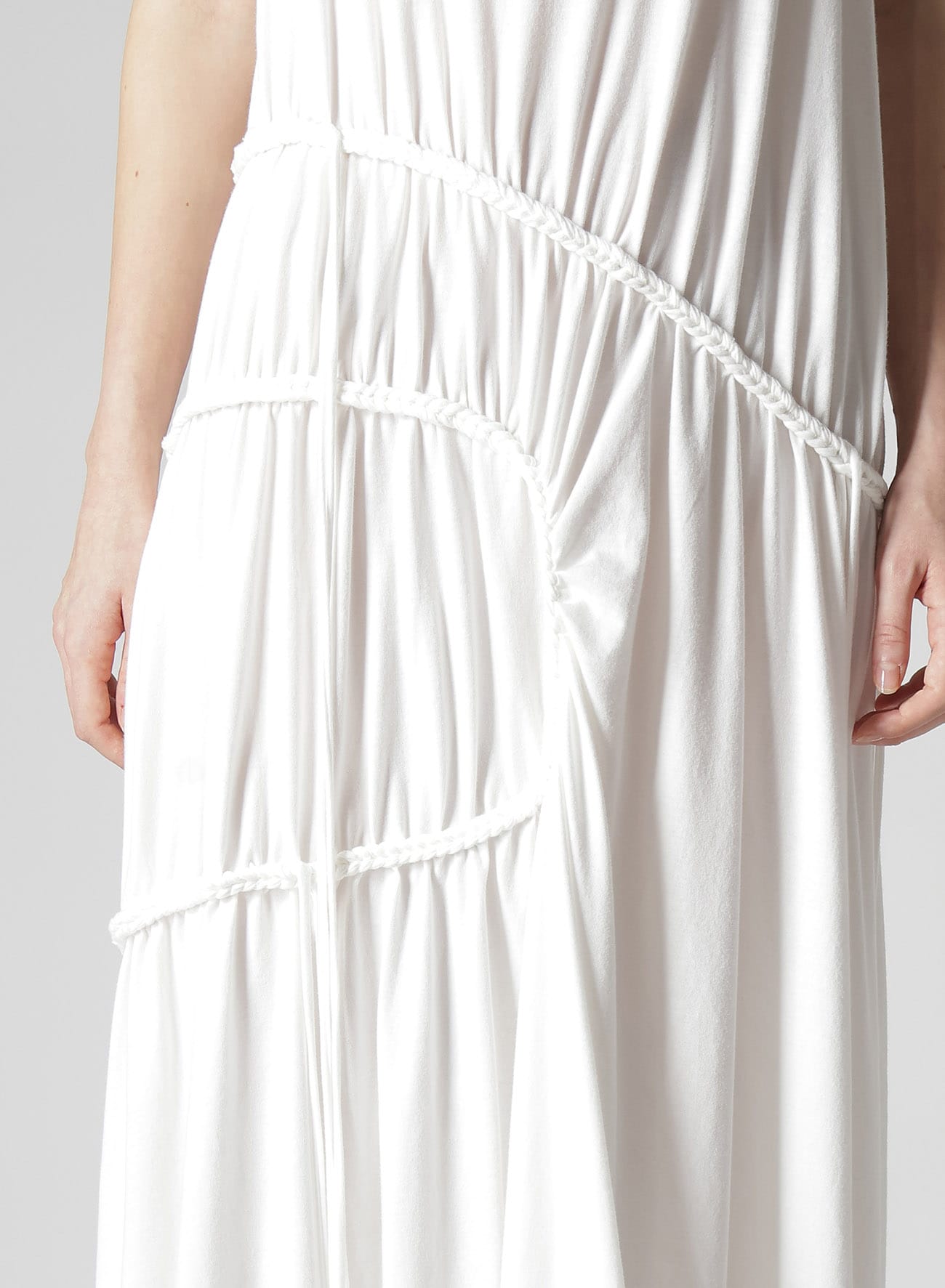 COTTON JERSEY CHAIN STITCH SLEEVELESS DRESS