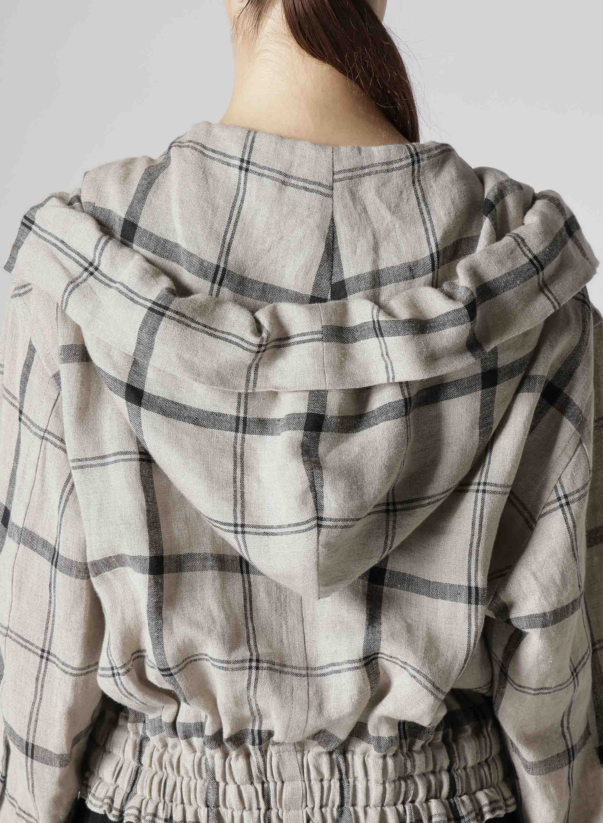 【1/23 12:00 Release】LINEN/NYLON PLAID GATHERED BLOUSE