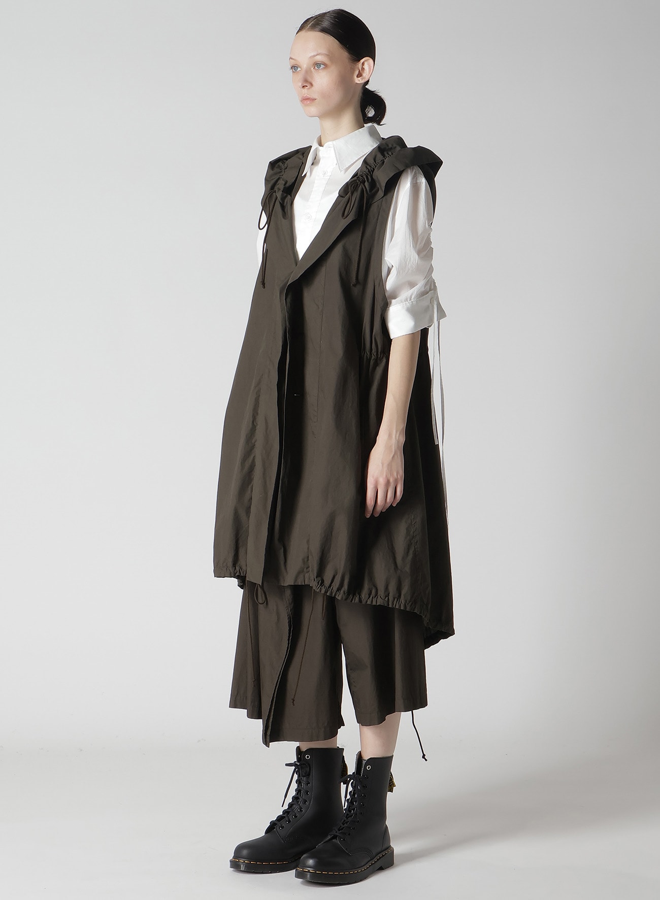 COTTON BROAD GARMENT DYEING GATHERED BLOUSON