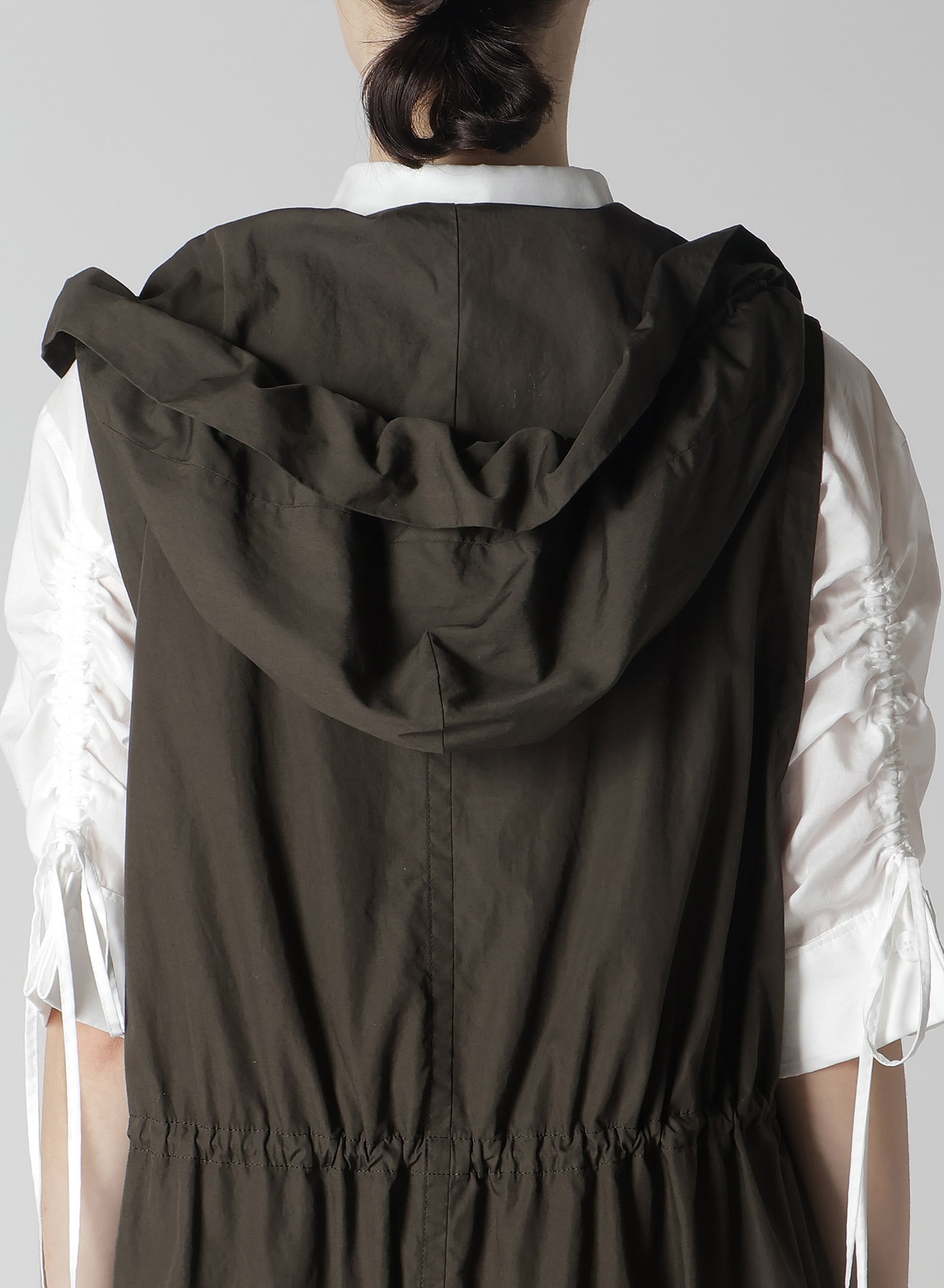 COTTON BROAD GARMENT DYEING GATHERED BLOUSON