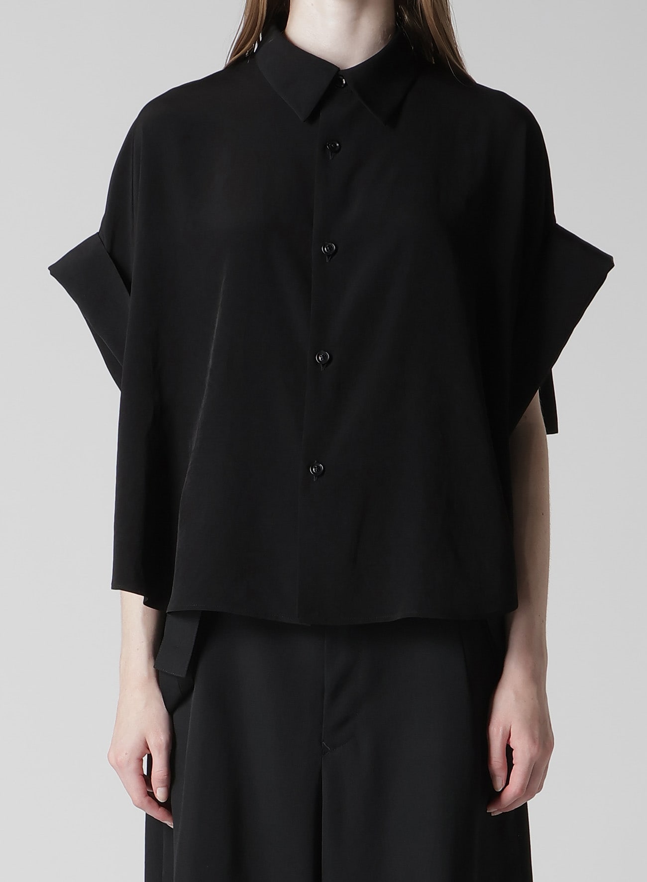 TA/PE CREPE DE CHINE SHORT CUFFS BLOUSE