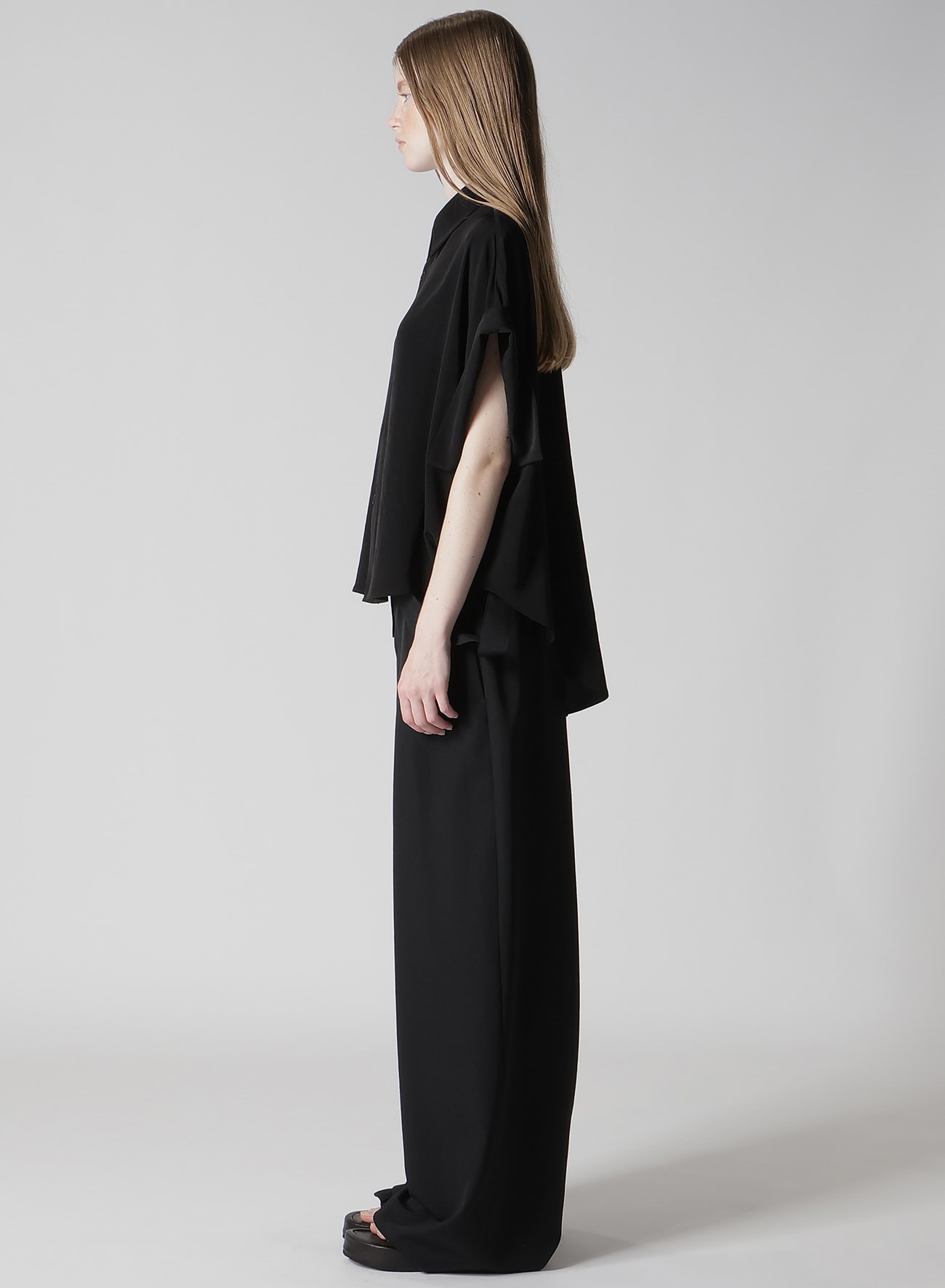 TA/PE CREPE DE CHINE SHORT CUFFS BLOUSE