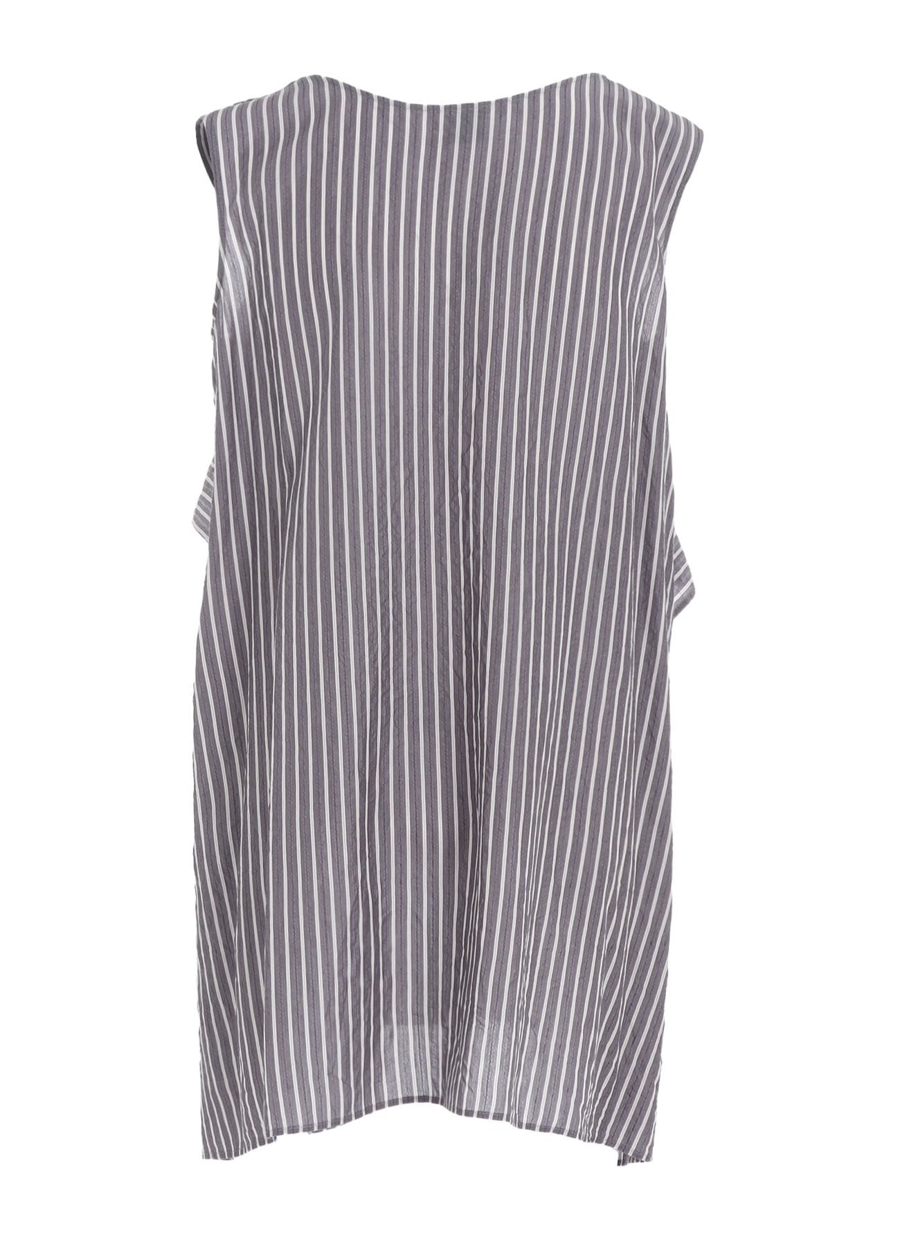 CELLULOSE STRIPE FLARE SLEEVELESS BLOUSE