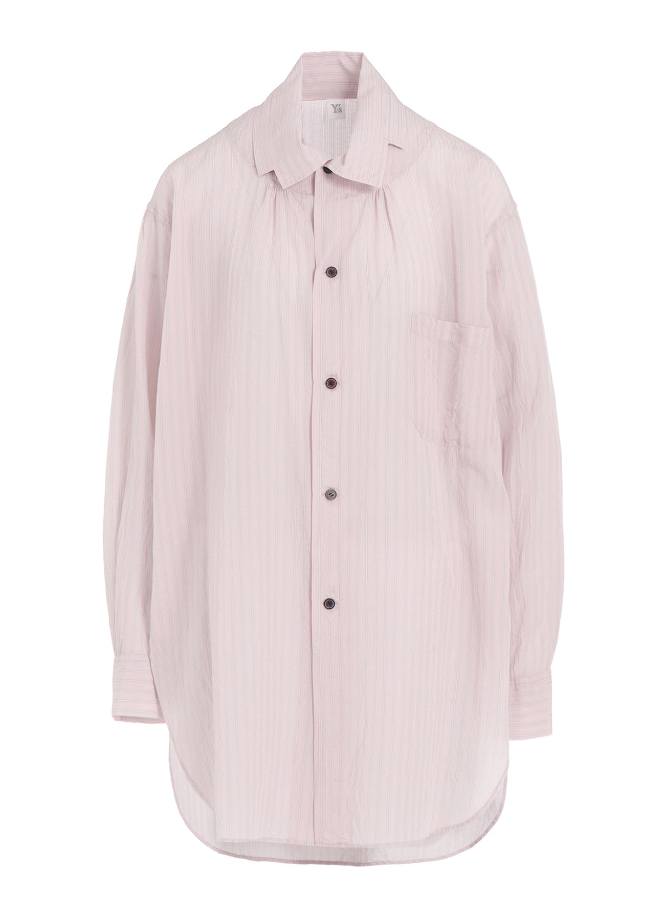 CELLULOSE STRIPE SQUARE-COLLAR SHIRT
