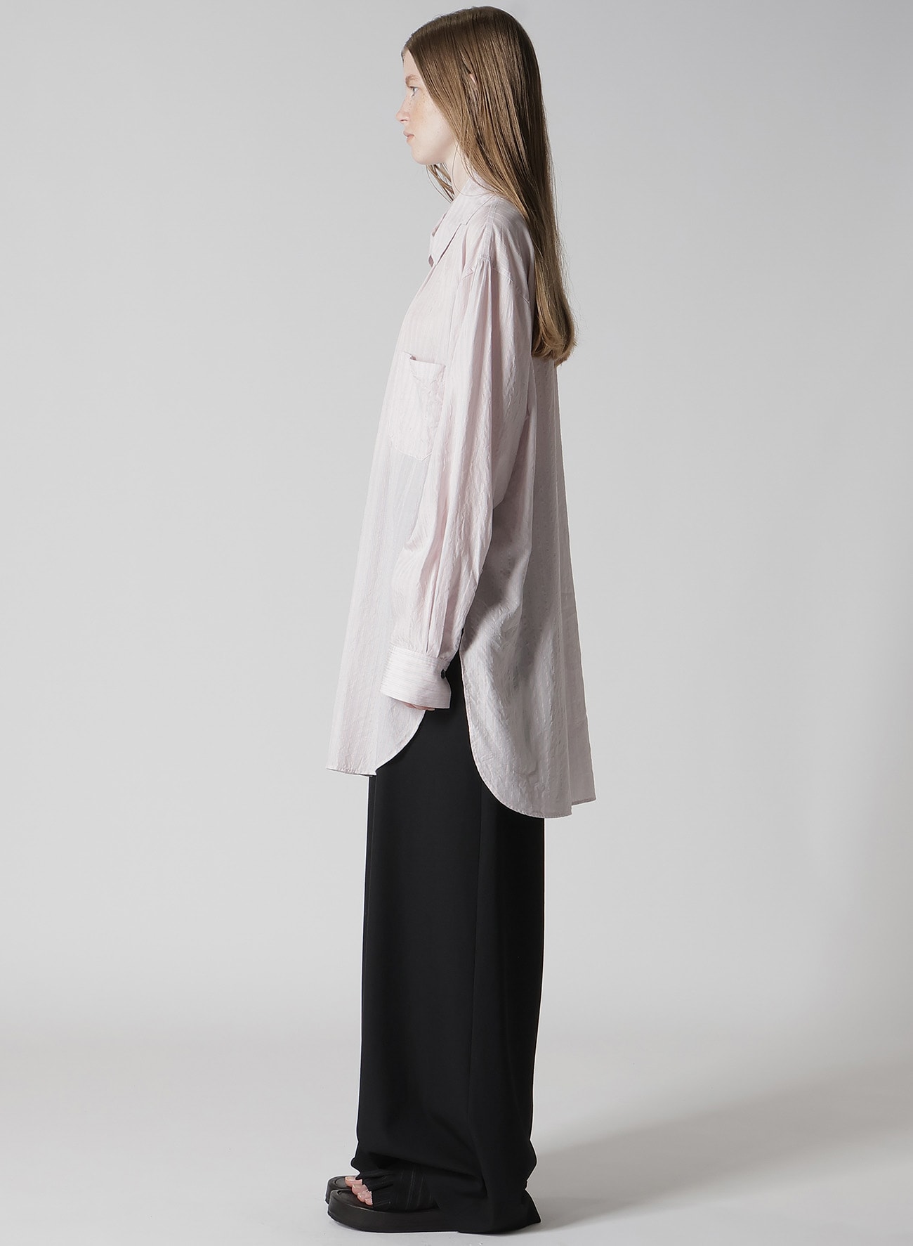 CELLULOSE STRIPE SQUARE-COLLAR SHIRT