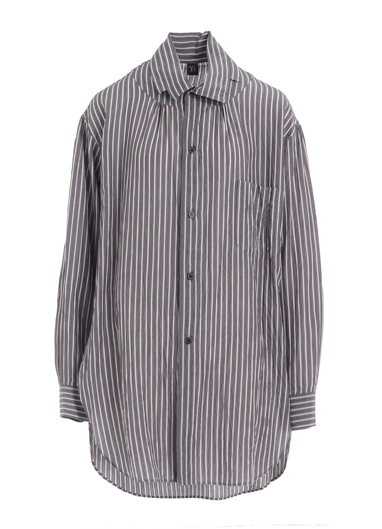 CELLULOSE STRIPE SQUARE-COLLAR SHIRT