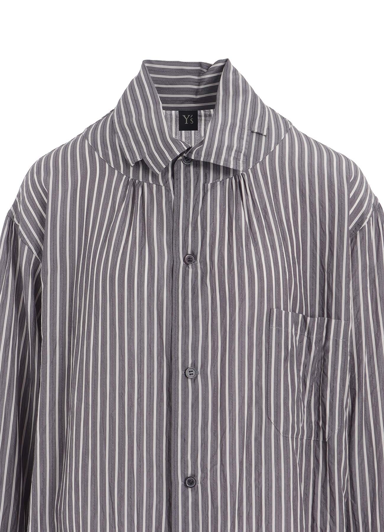 CELLULOSE STRIPE SQUARE-COLLAR SHIRT