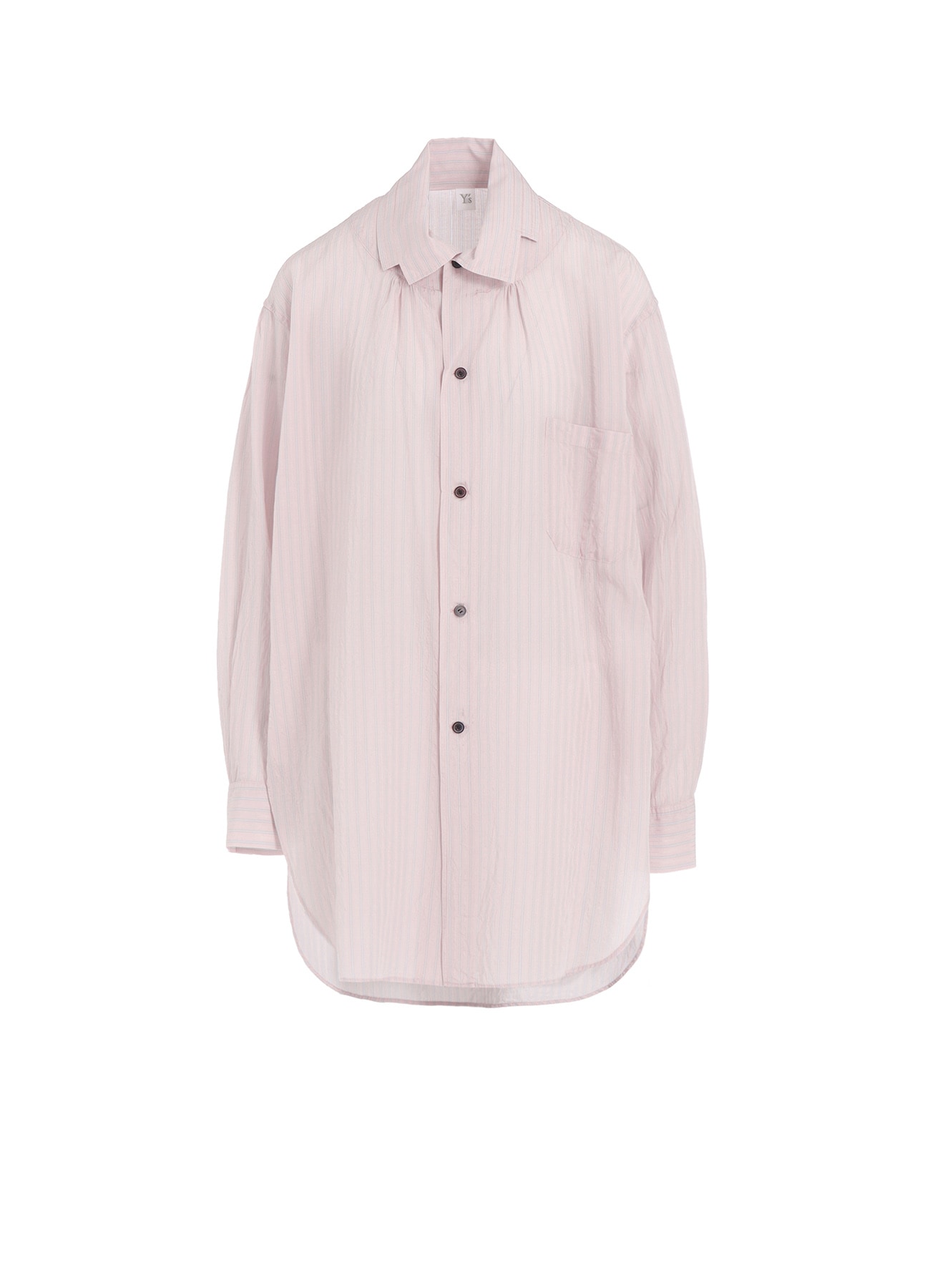 CELLULOSE STRIPE SQUARE-COLLAR SHIRT