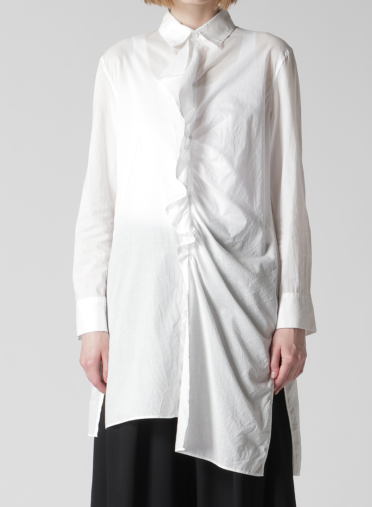 COTTON LAWN FRILL SHIRT