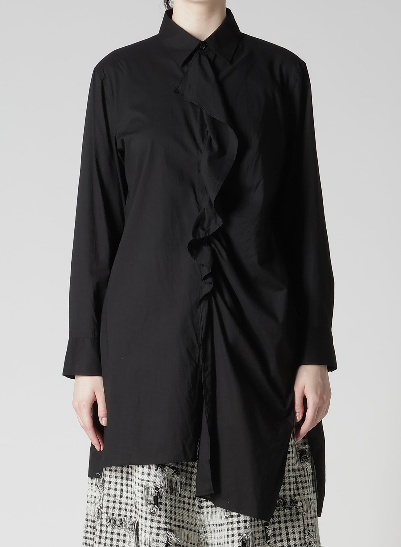 COTTON LAWN FRILL SHIRT