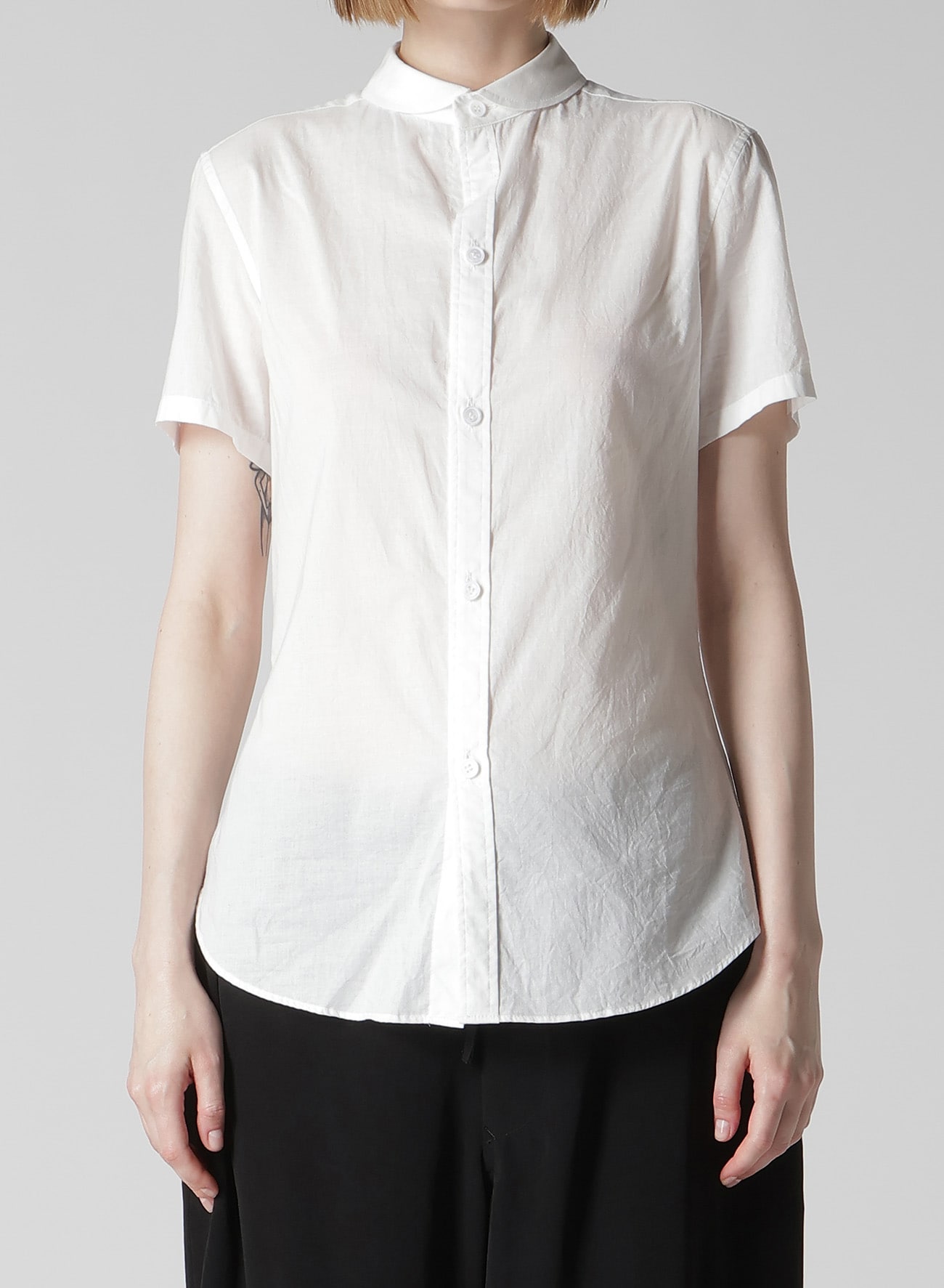 COTTON LAWN ROUND COLLAR SHIRT