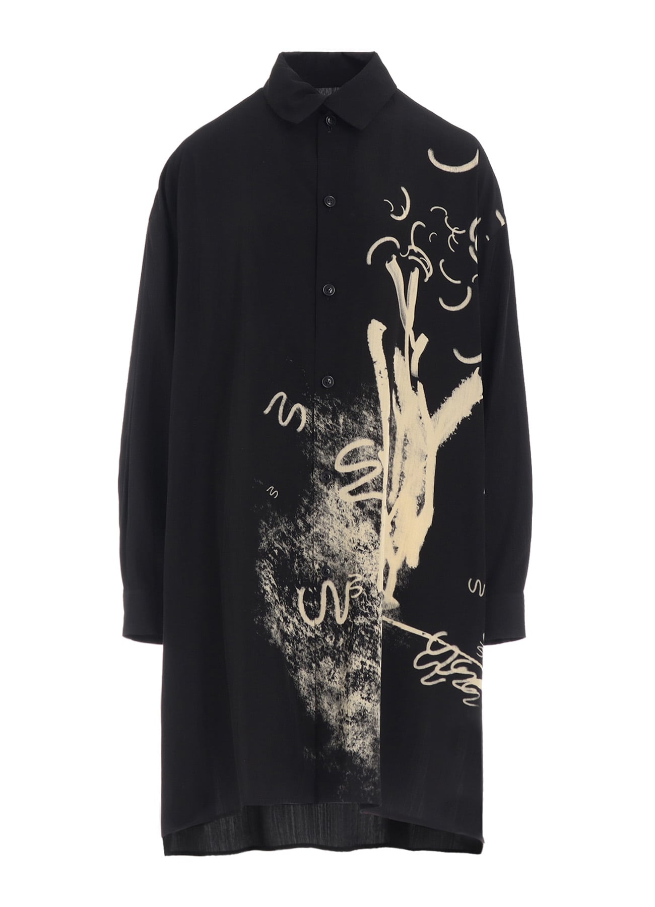 CUPRO DUNGAREE "Y" PRINT BIG SHIRT