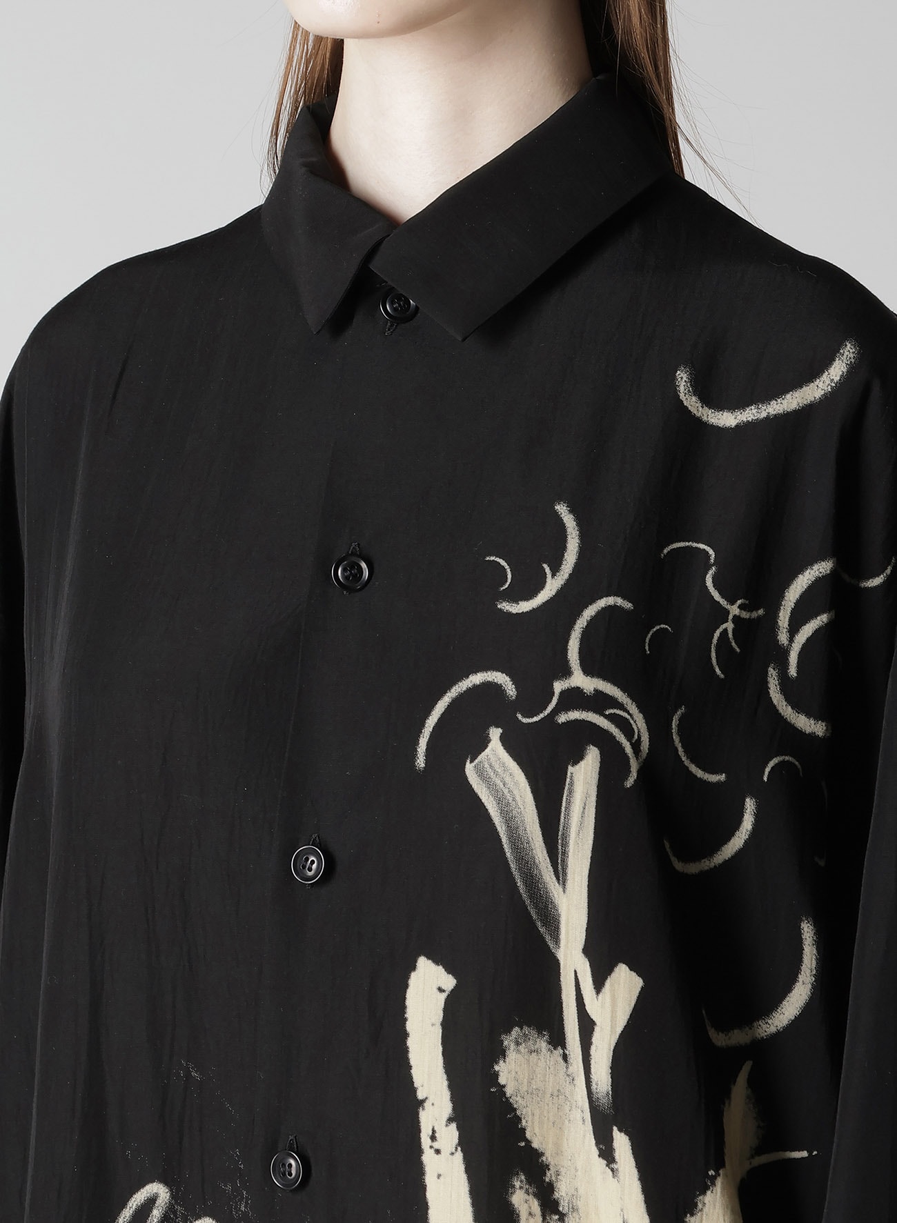 CUPRO DUNGAREE "Y" PRINT BIG SHIRT