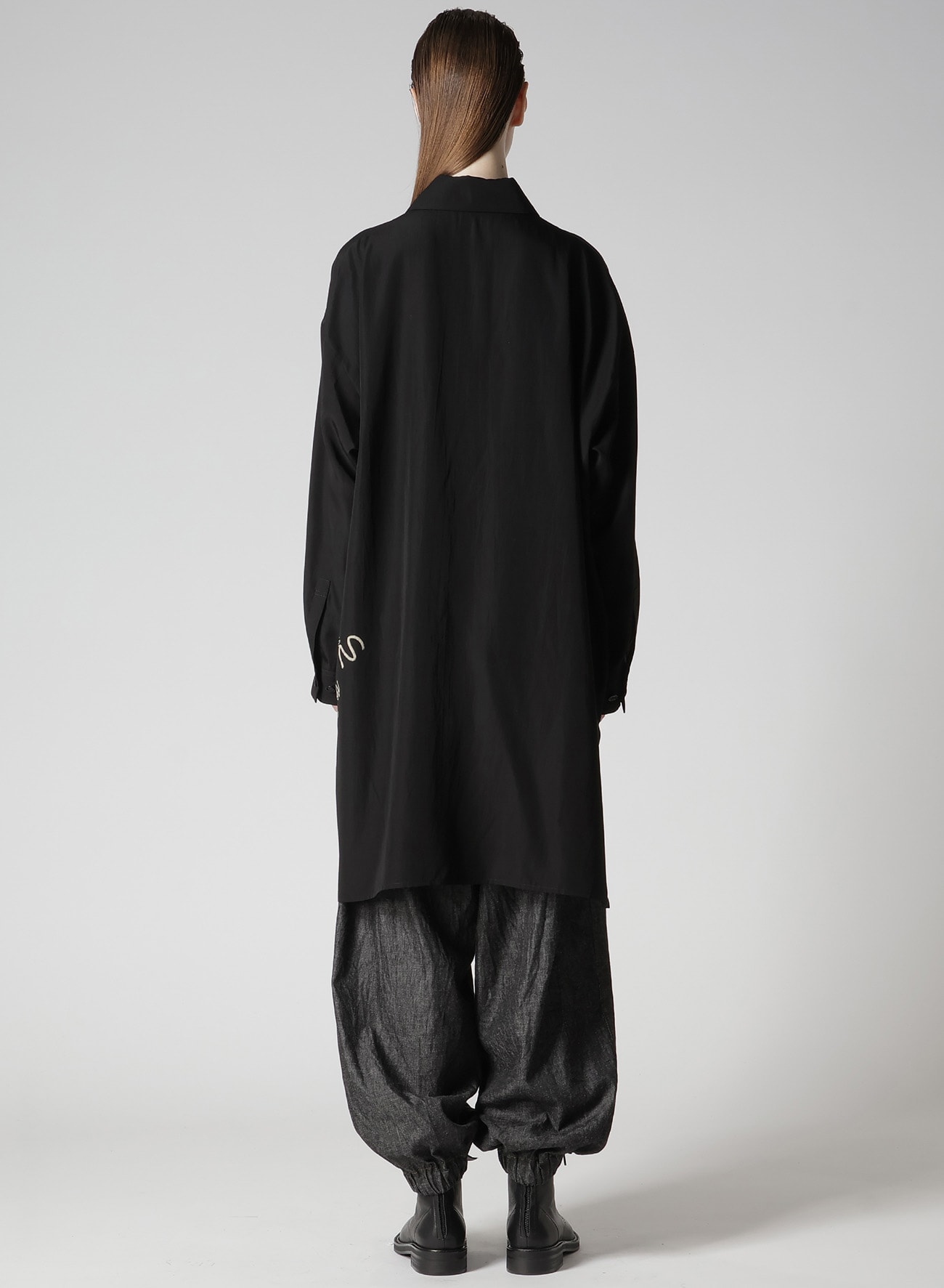 CUPRO DUNGAREE "Y" PRINT BIG SHIRT